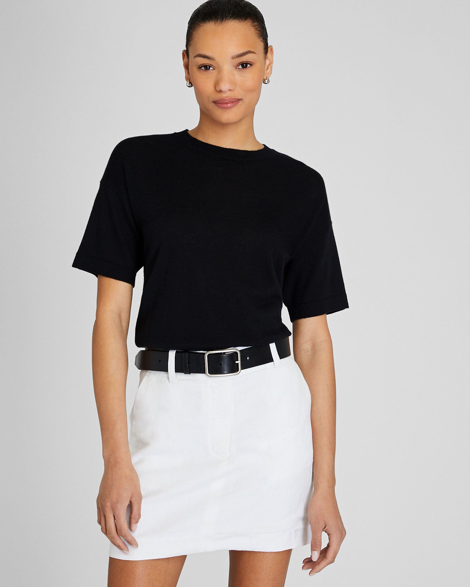 CLUB MONACO - Chandail en cachemire manche courte - Noir