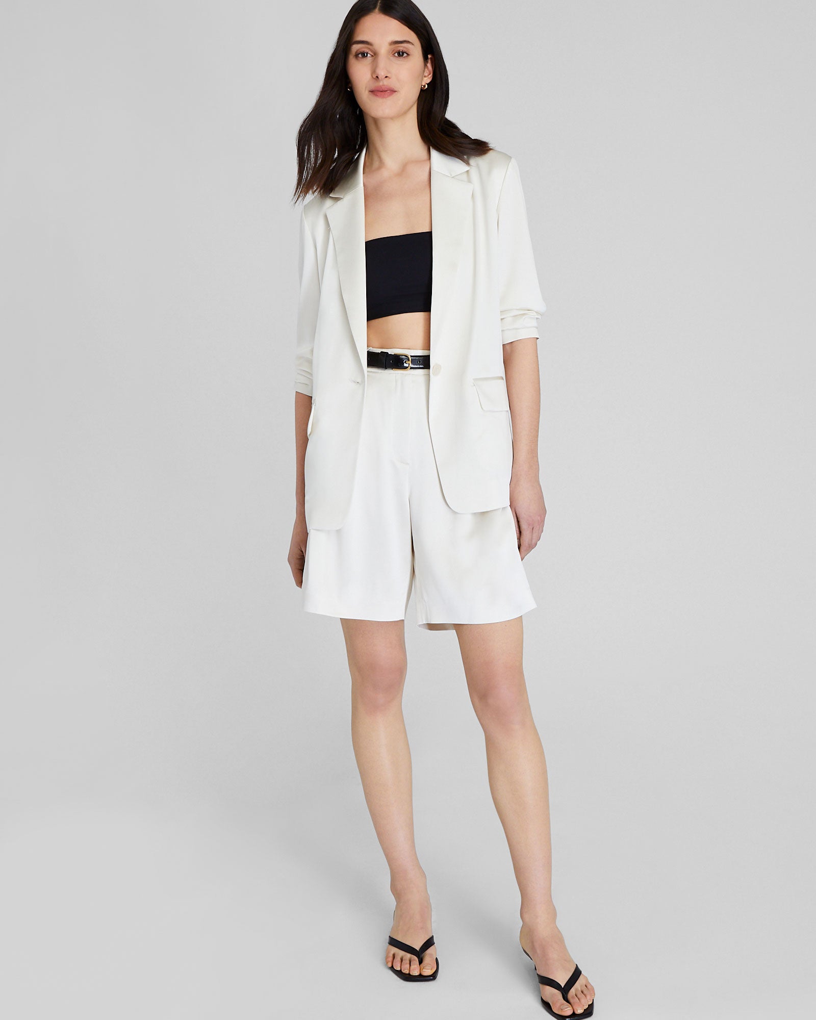 CLUB MONACO - Silk Charmeuse Relaxed Blazer - Blanc Cassé