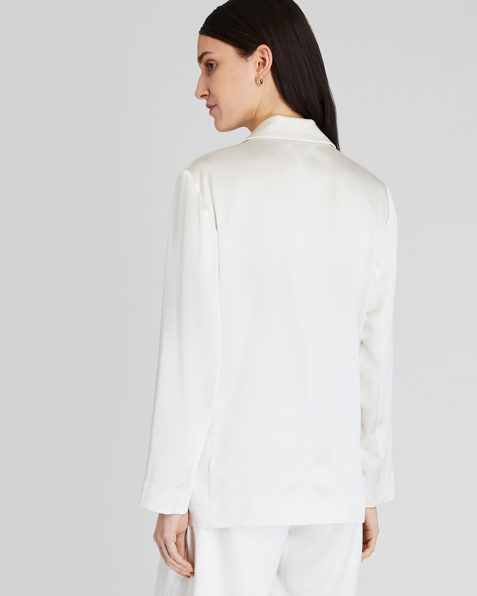 CLUB MONACO - Silk Charmeuse Relaxed Blazer - Blanc Cassé