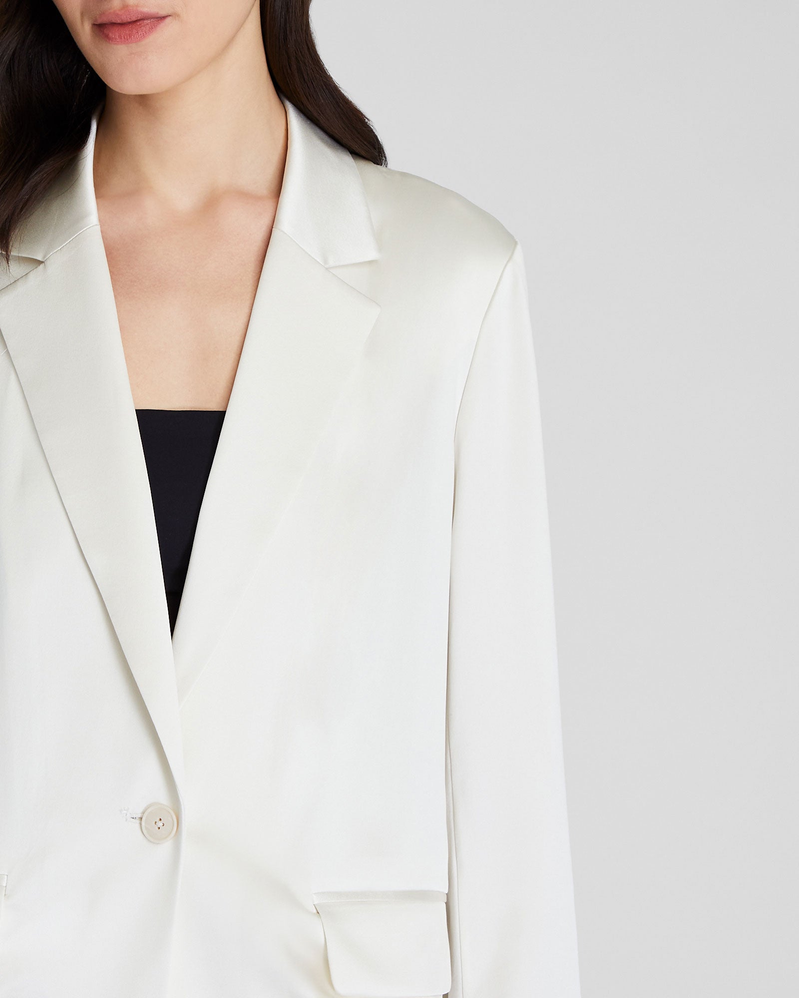 CLUB MONACO - Silk Charmeuse Relaxed Blazer - Blanc Cassé