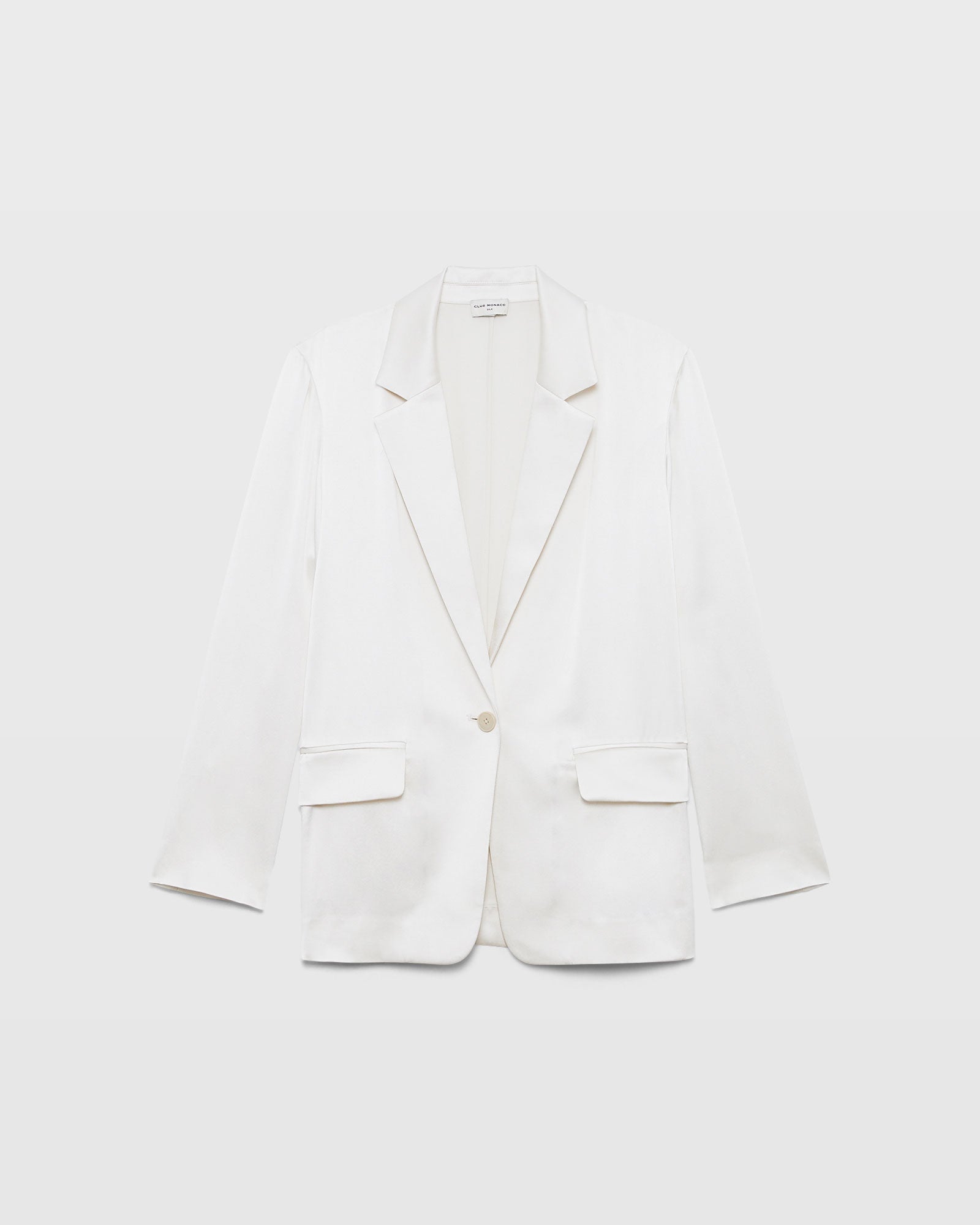 CLUB MONACO - Silk Charmeuse Relaxed Blazer - Blanc Cassé