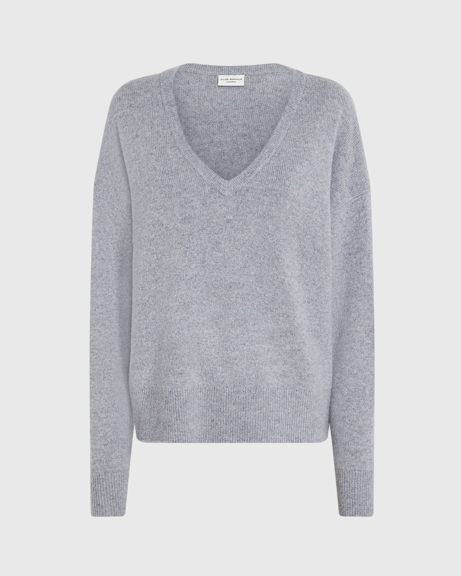 CLUB MONACO - Cashmere V-Neck Sweater - Medium Heather Grey