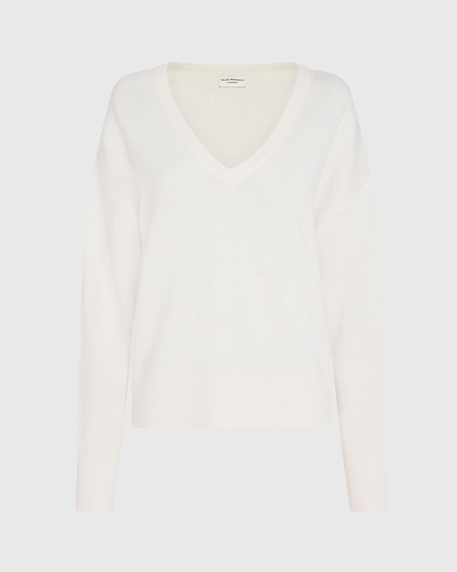 CLUB MONACO - Chandail à col en V en cachemire - Ivoire