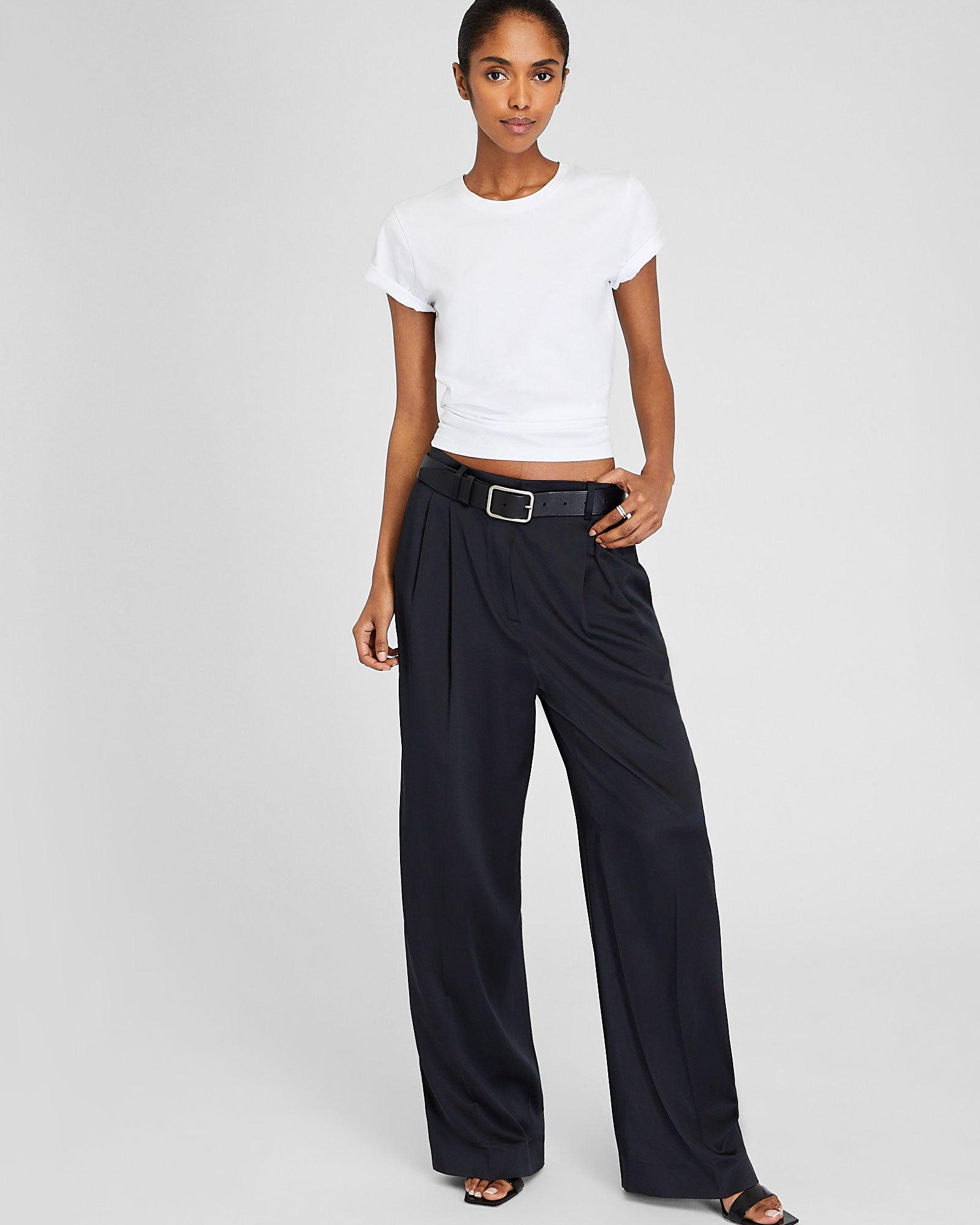 CLUB MONACO - Silk Charmeuse Pleated Pant - Black