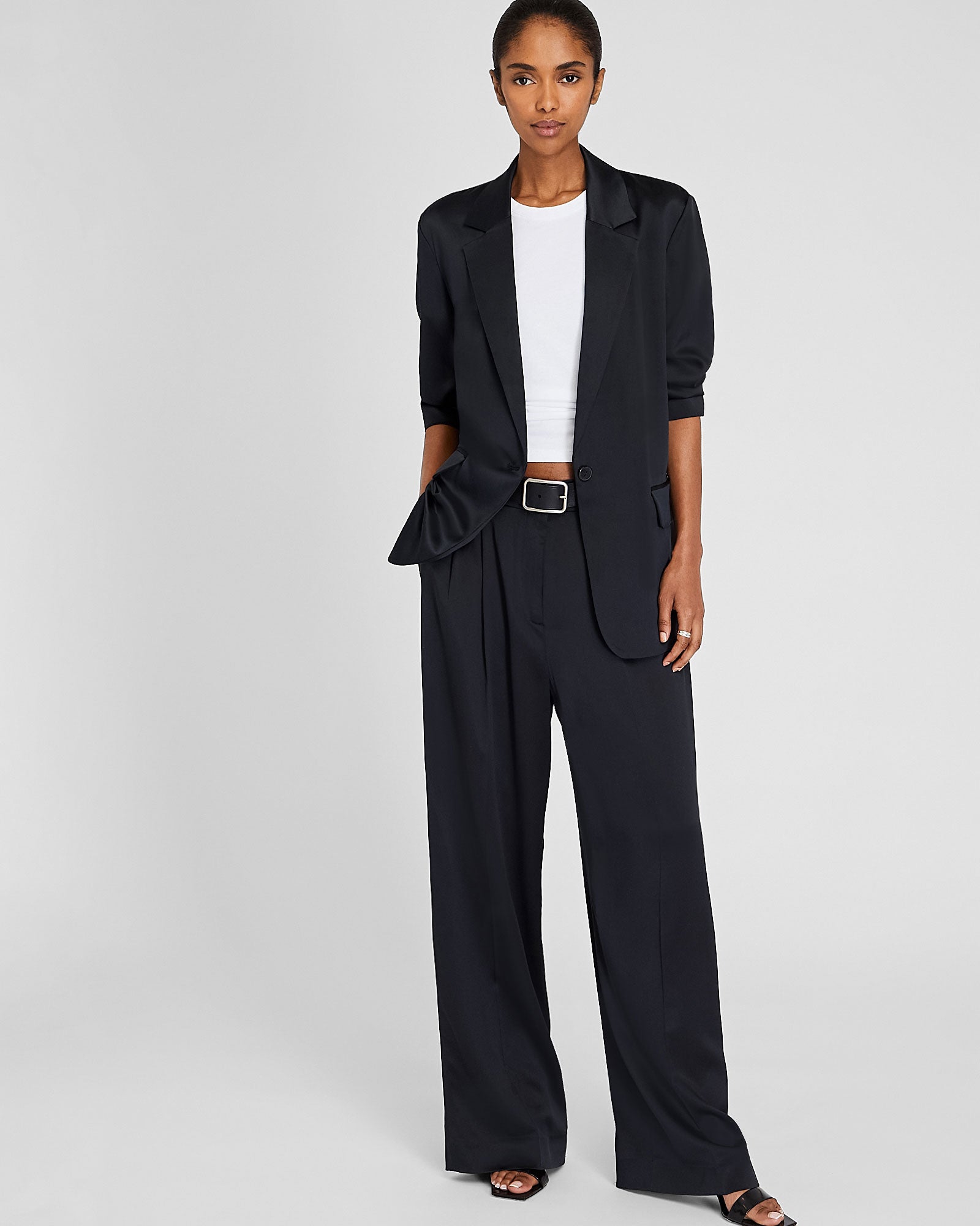 CLUB MONACO - Silk Charmeuse Pleated Pant - Black