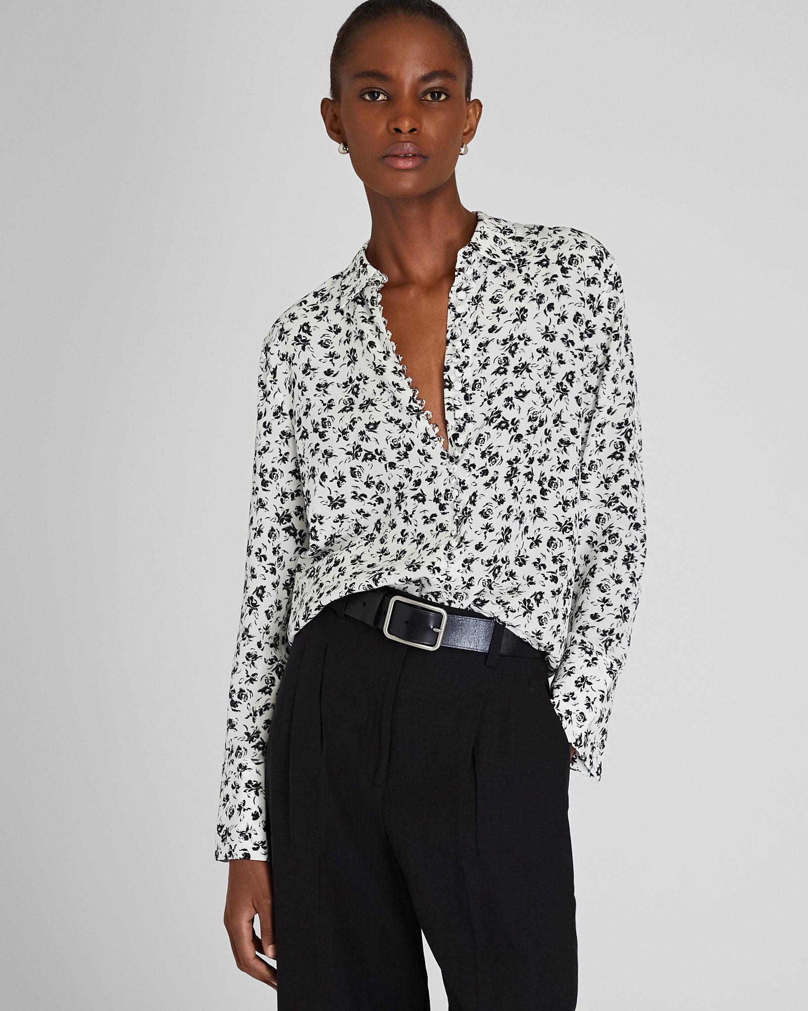 CLUB MONACO - Printed Helek Silk Shirt - White