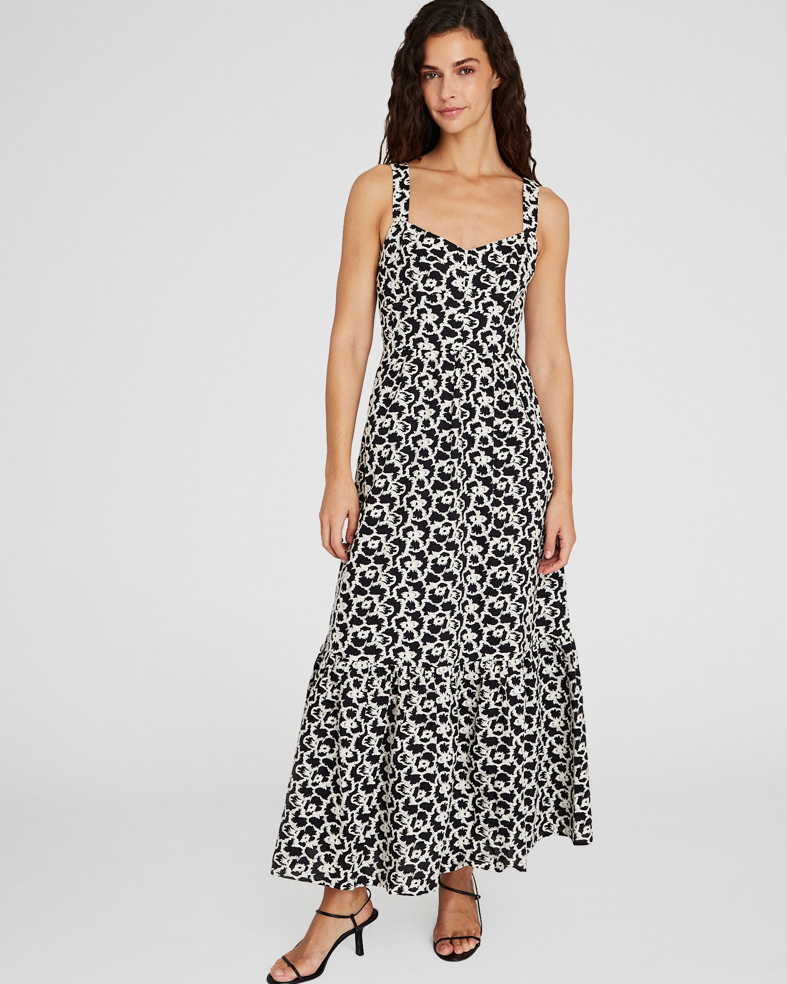 CLUB MONACO - Robe maxi à étages froncés - Noir
