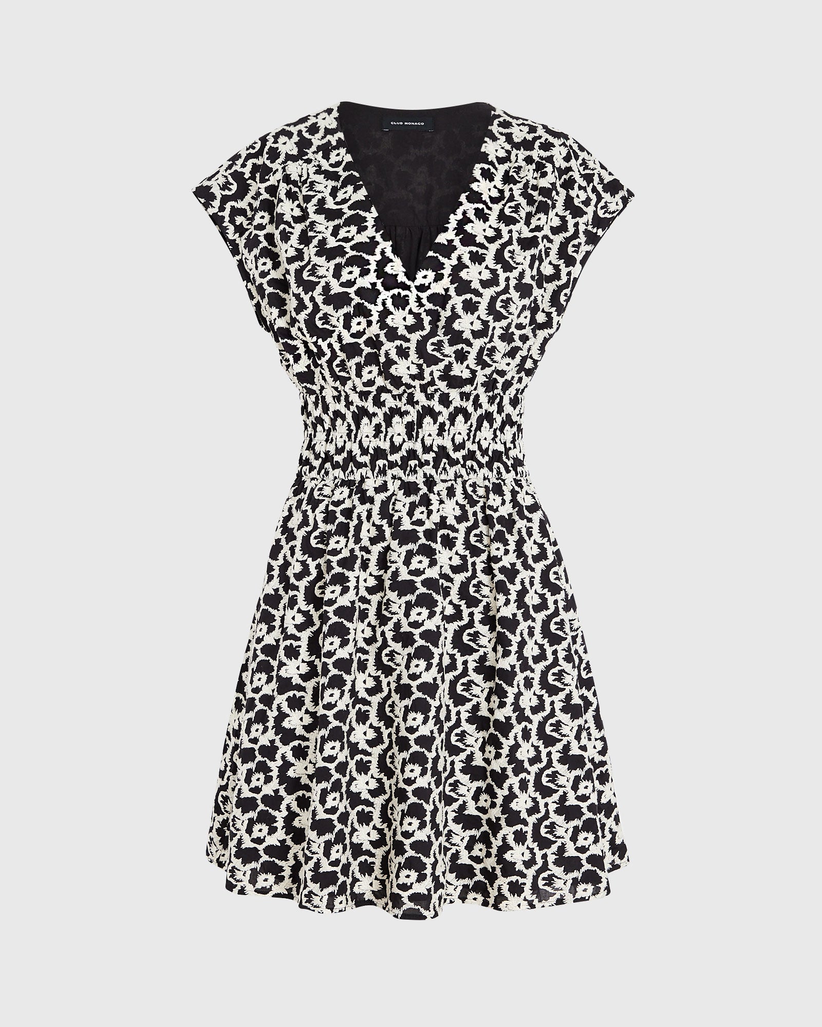 CLUB MONACO - Smocked Waist Mini Dress - Black