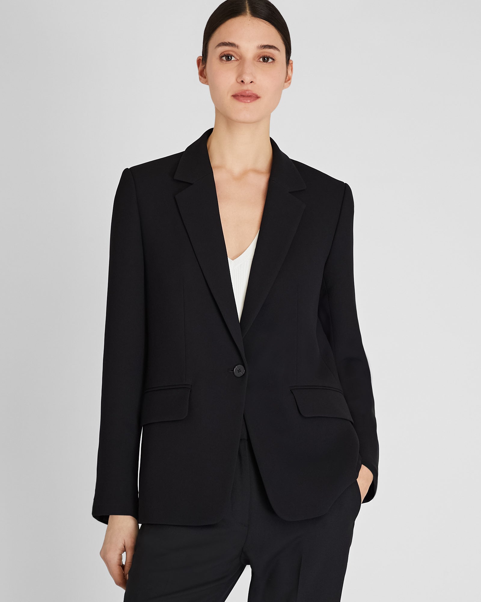 CLUB MONACO - Relaxed Single-Breasted Crepe Blazer - Black