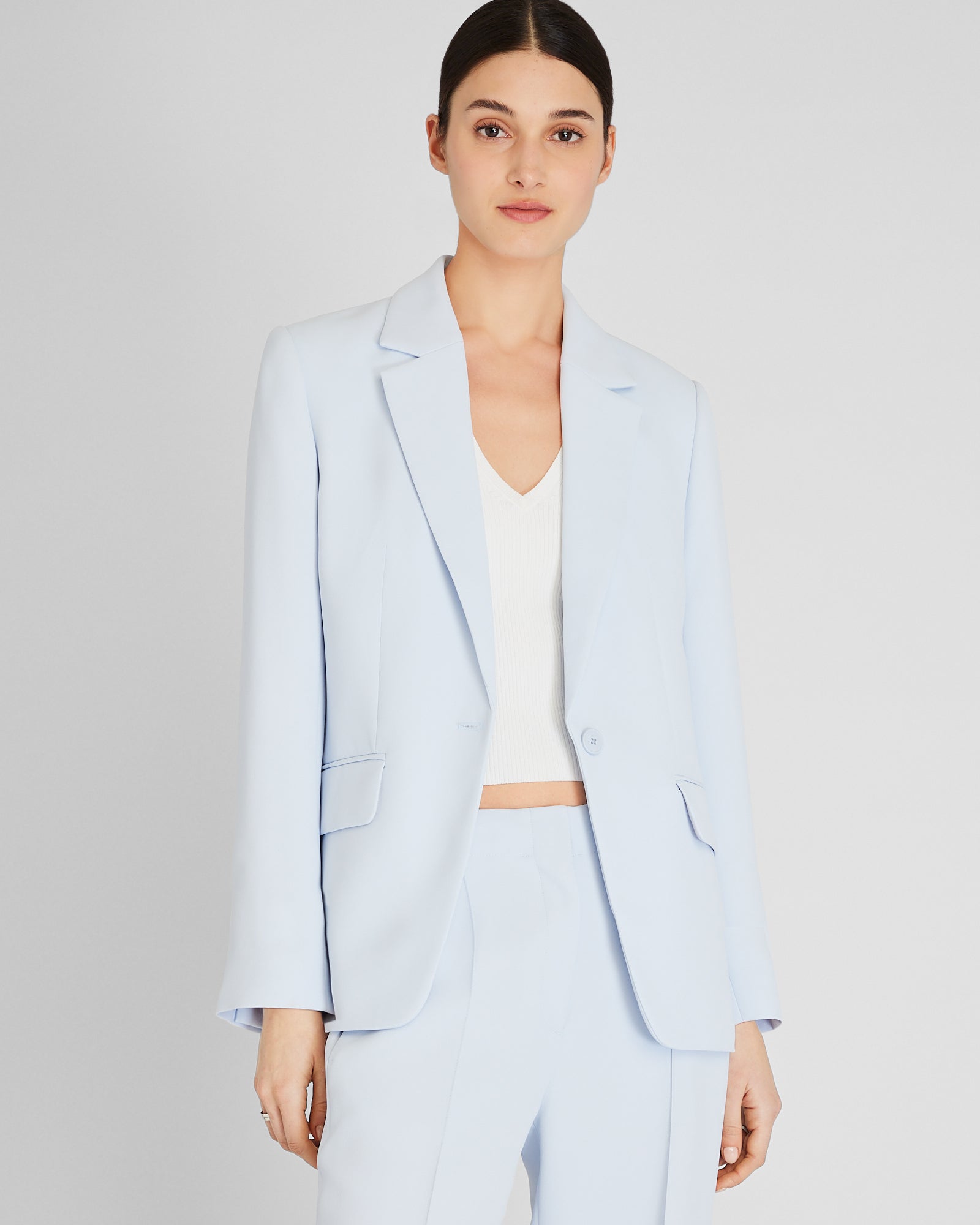 CLUB MONACO - Blazer décontracté en crêpe à boutonnage simple - Lumière du ciel