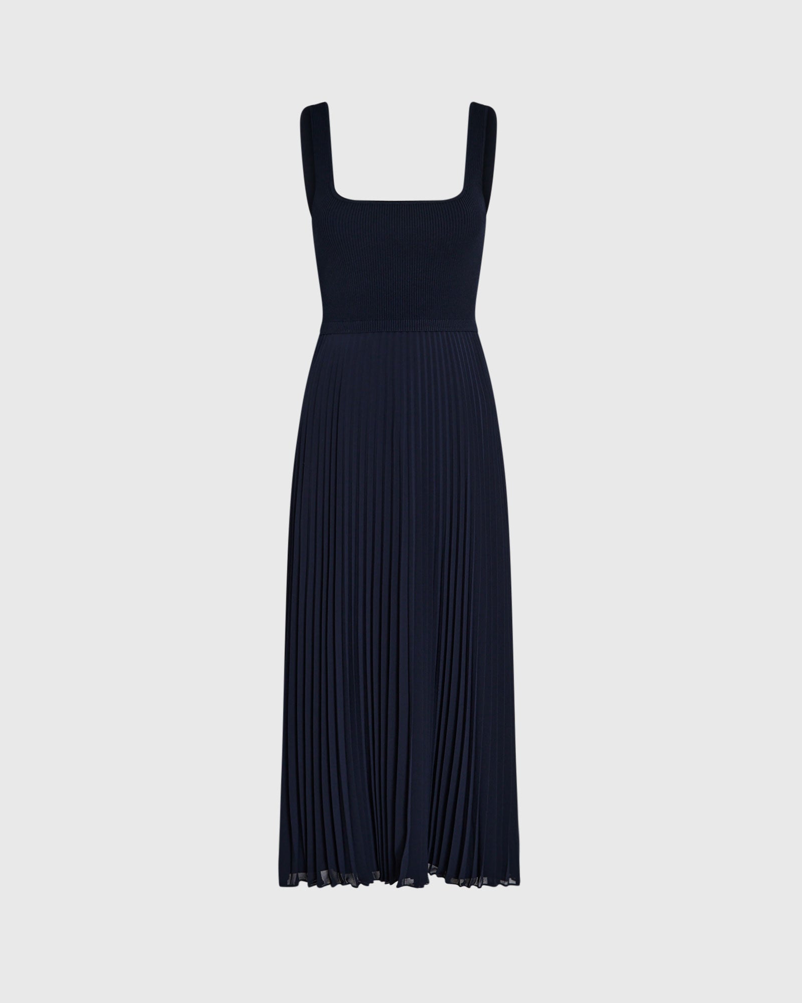 CLUB MONACO - Sleeveless Knit Pleated Maxi Dress - Navy