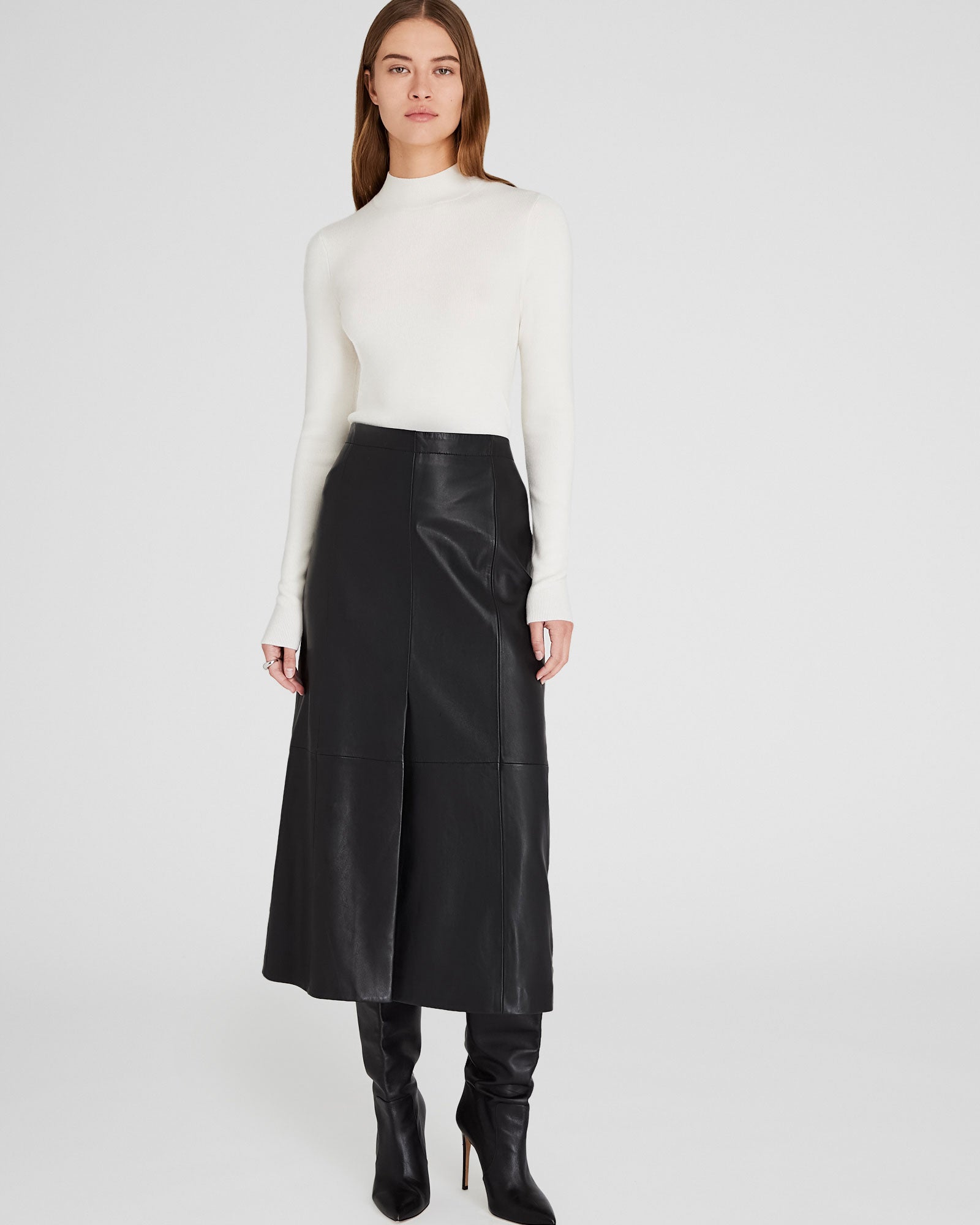 CLUB MONACO - Pull côtelé en laine mérinos - Ivoire