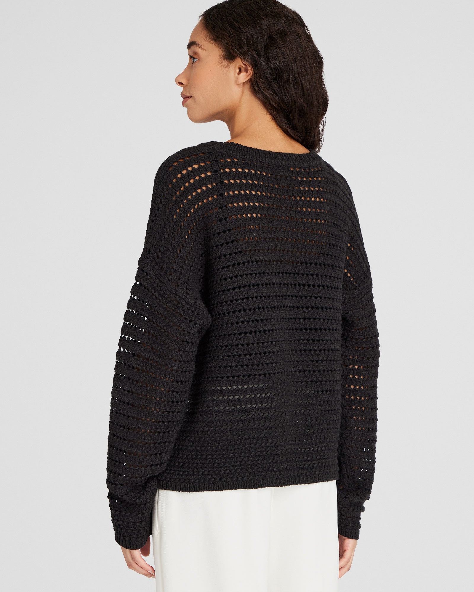 CLUB MONACO - Mixed-Yarn Open-Stitch Sweater - Black