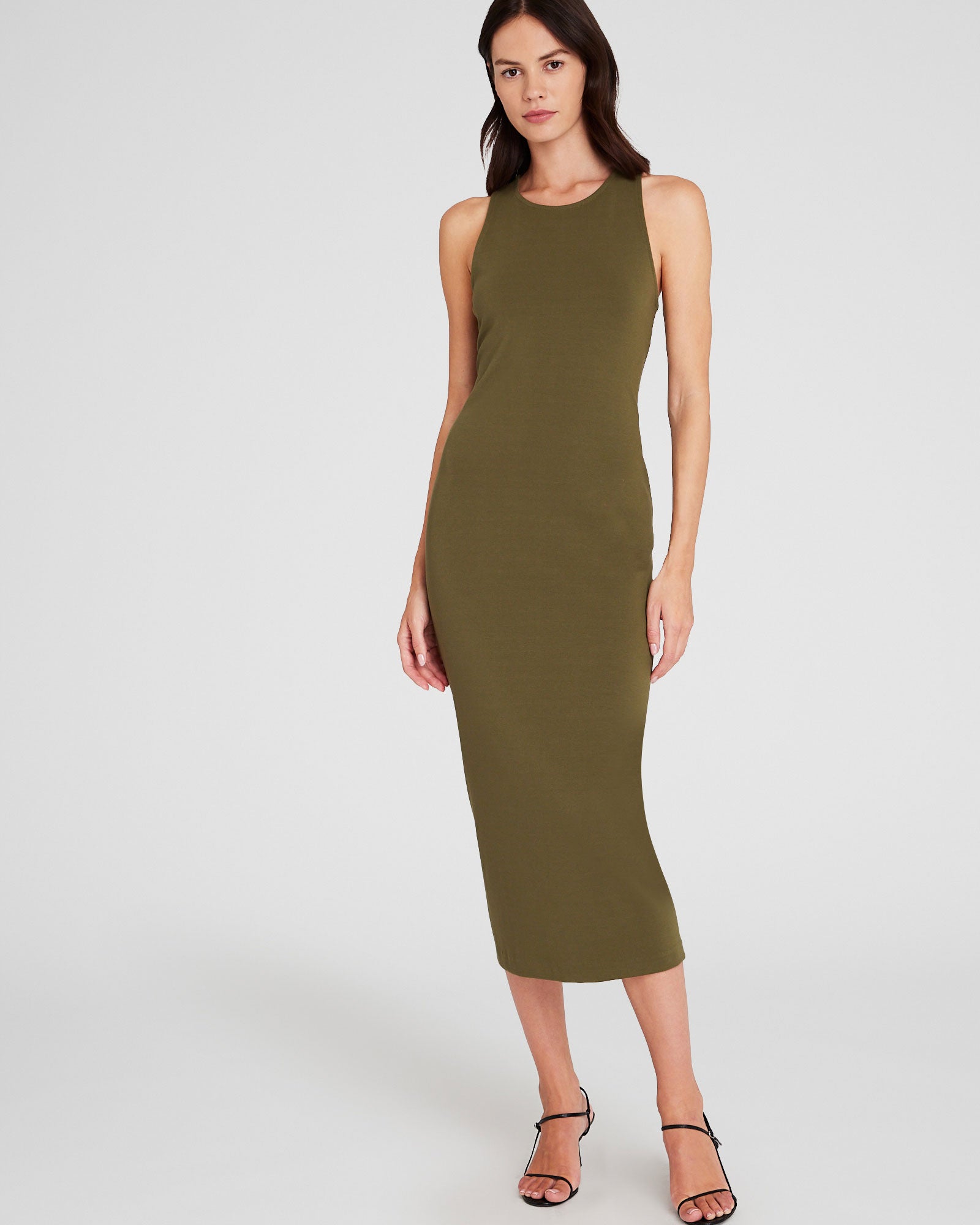 CLUB MONACO - Bodycon Racerback Dress - Peat Moss