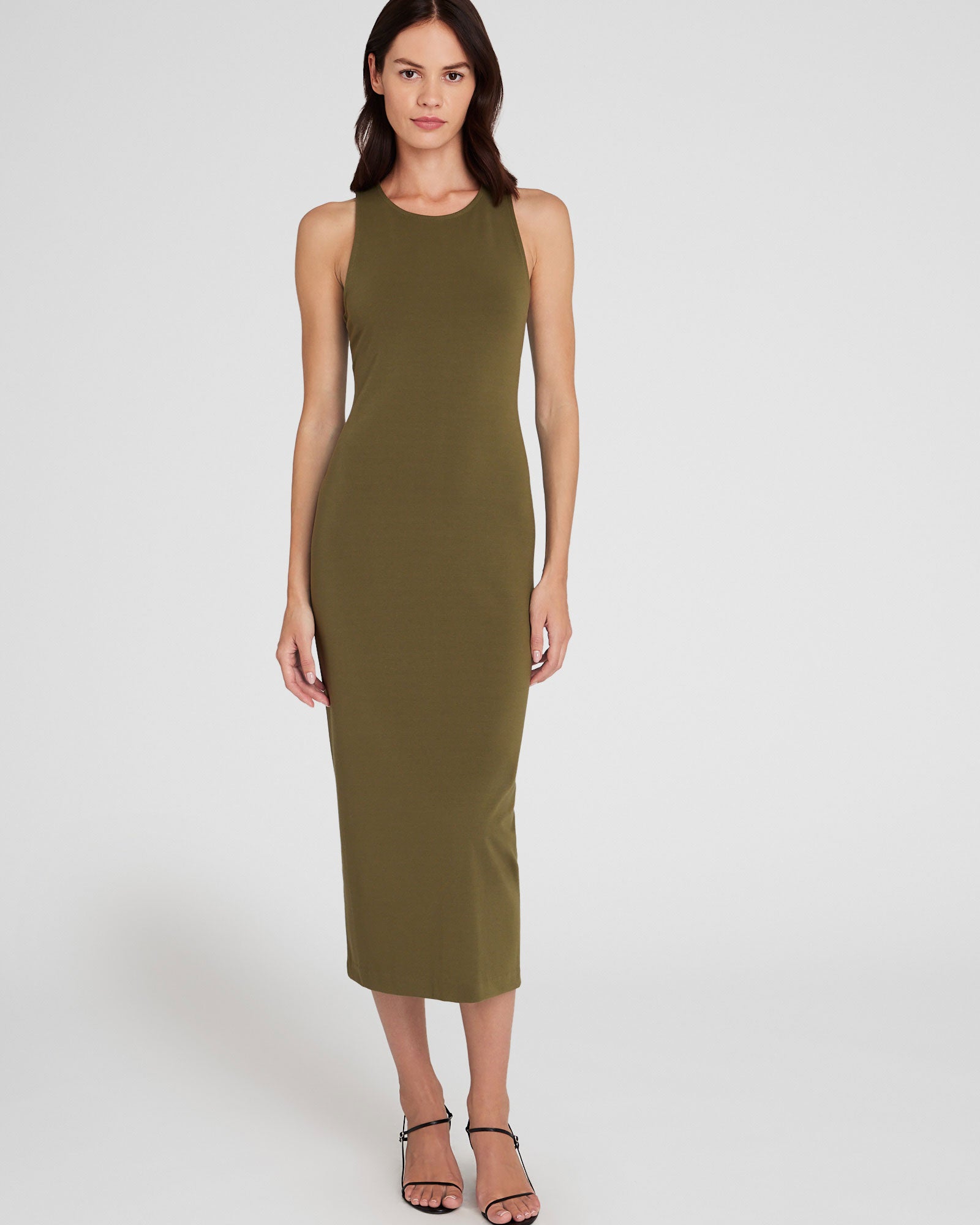 CLUB MONACO - Bodycon Racerback Dress - Peat Moss