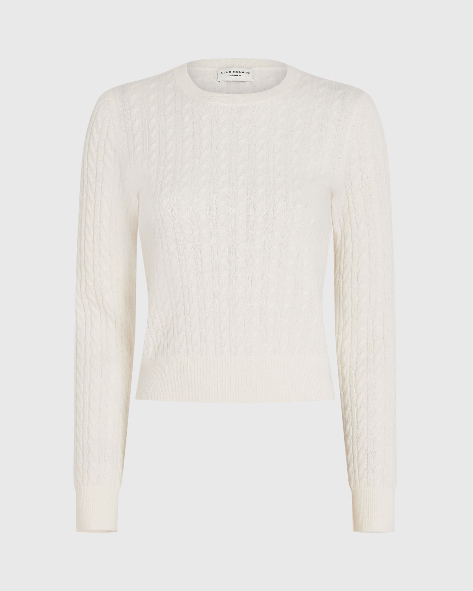 CLUB MONACO - Cashmere Mini-Cable Long-Sleeve Crewneck - Ivory