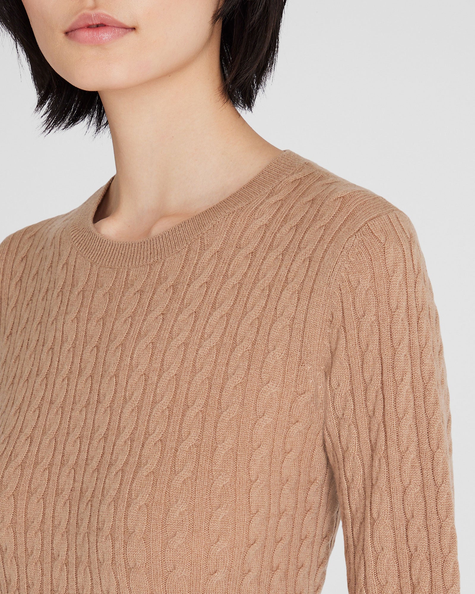 CLUB MONACO - Cashmere Mini-Cable Long-Sleeve Crewneck - Light Camel