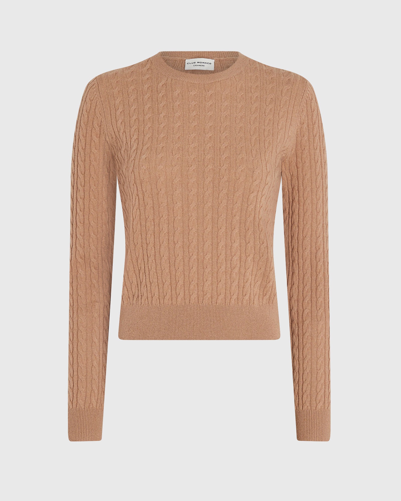CLUB MONACO - Cashmere Mini-Cable Long-Sleeve Crewneck - Light Camel