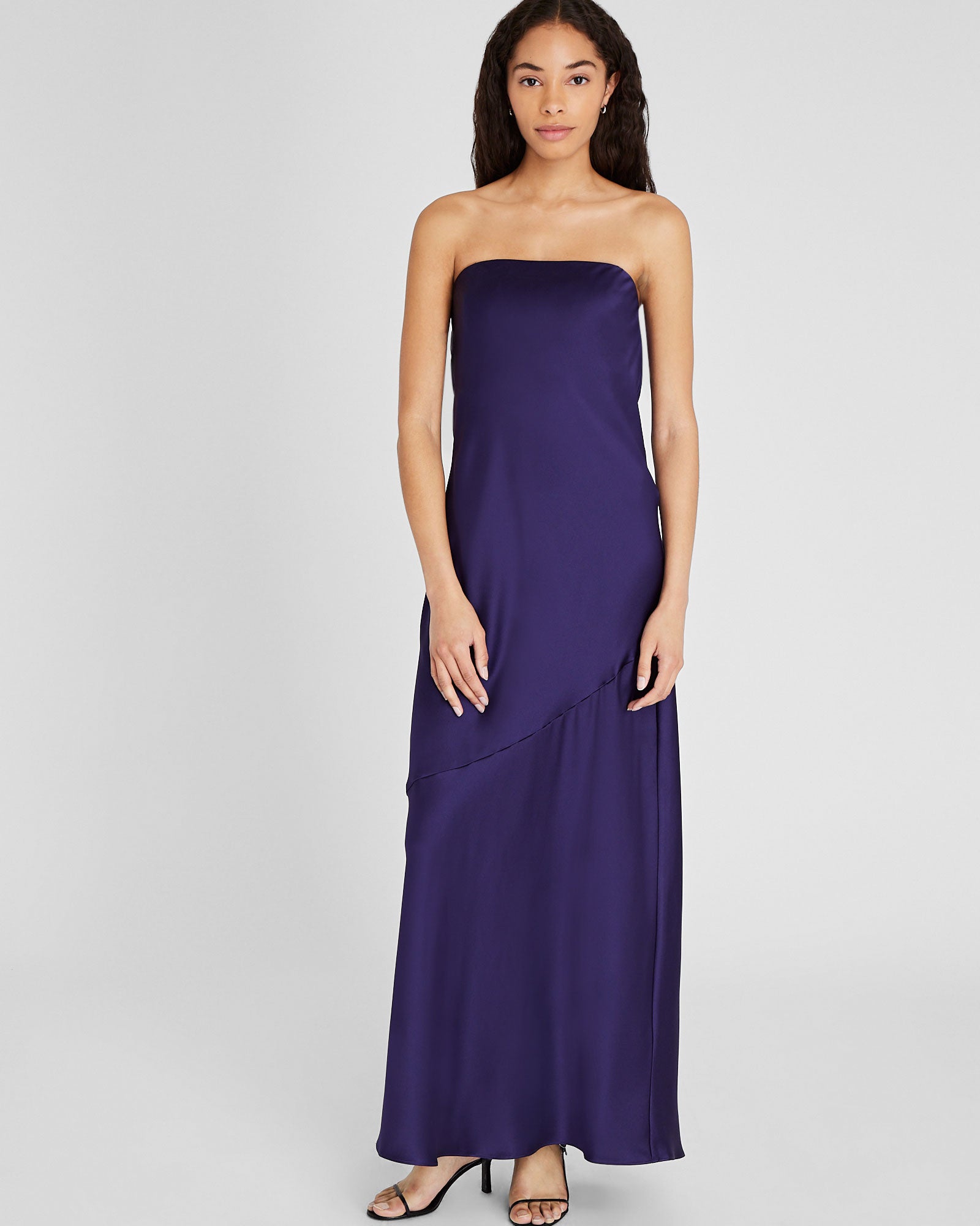Desirelle | Plum Crew-Neck Maxi Dress With Gathered-Detailing