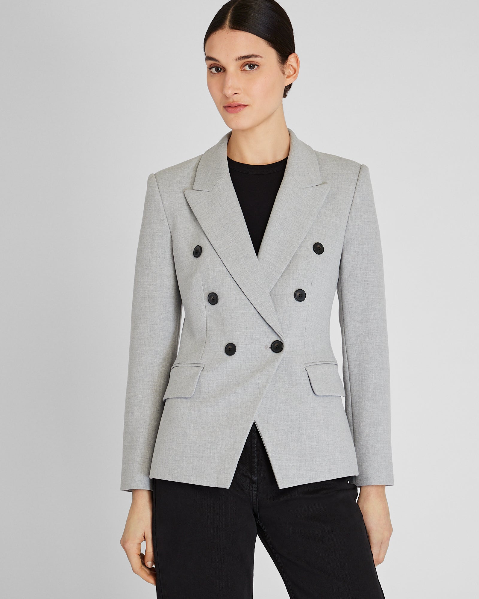 CLUB MONACO - Double-Breasted Cutaway Blazer - Gris Clair