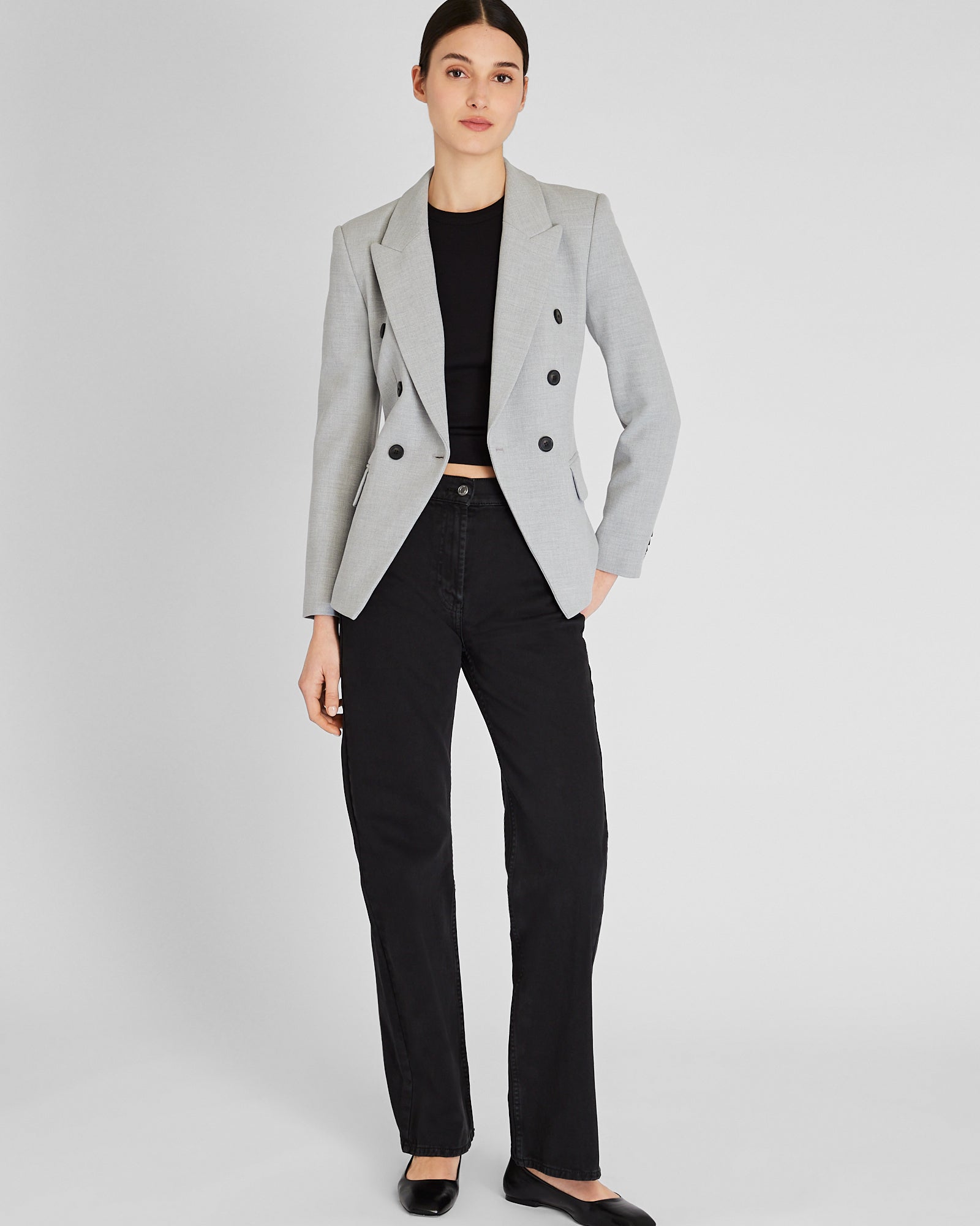 CLUB MONACO - Double-Breasted Cutaway Blazer - Gris Clair