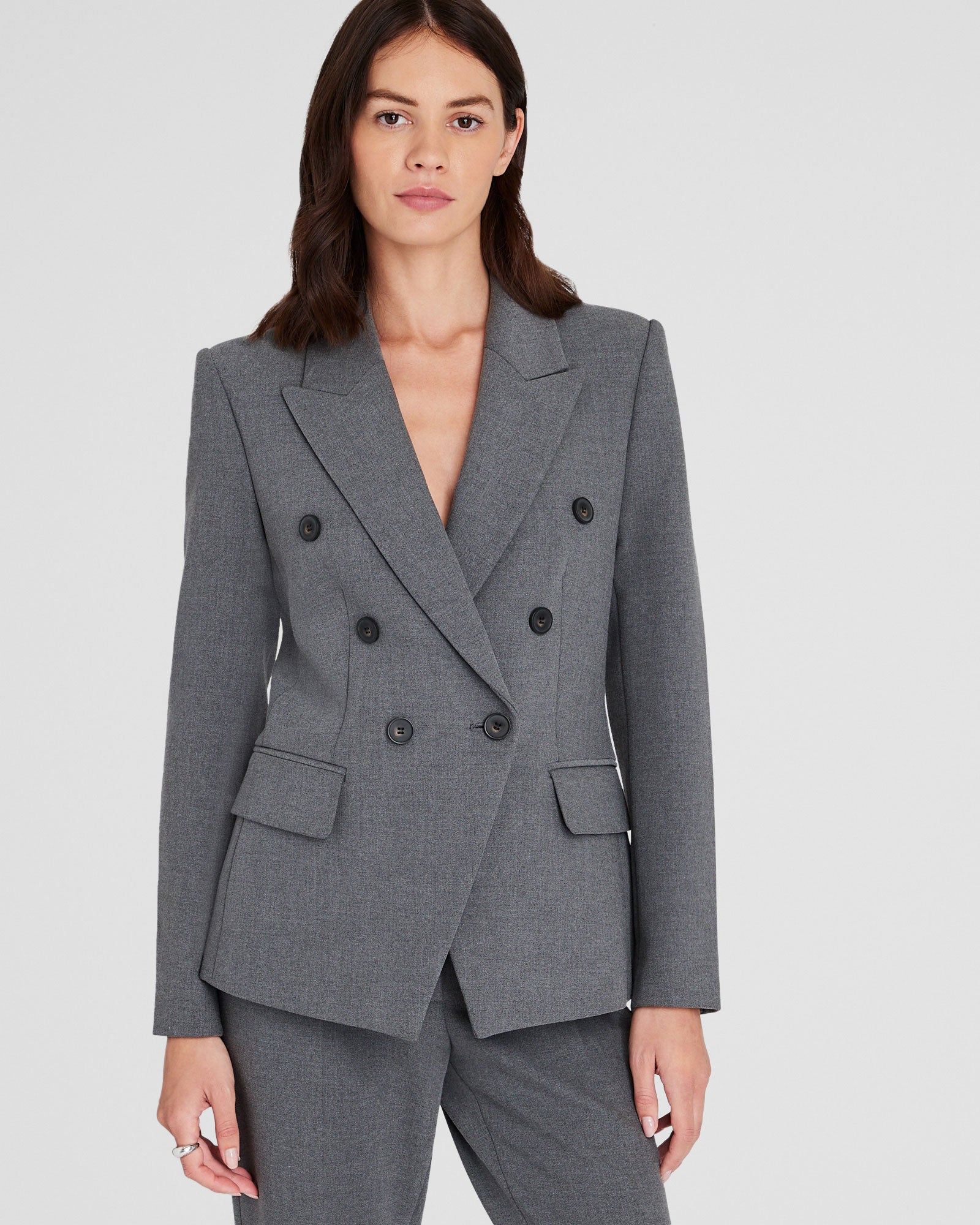 CLUB MONACO - Blazer croisé échancré - Gris Chiné
