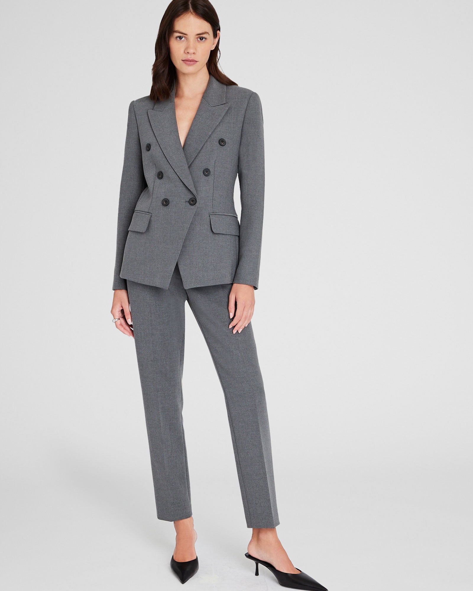 CLUB MONACO - Blazer croisé échancré - Gris Chiné