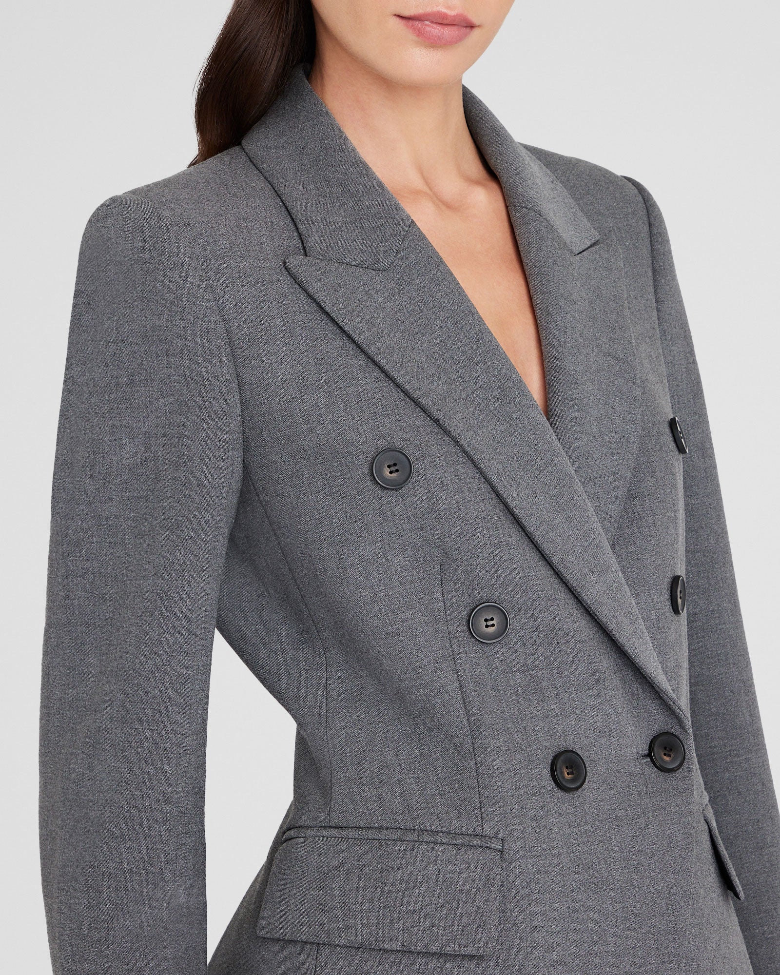 CLUB MONACO - Blazer croisé échancré - Gris Chiné