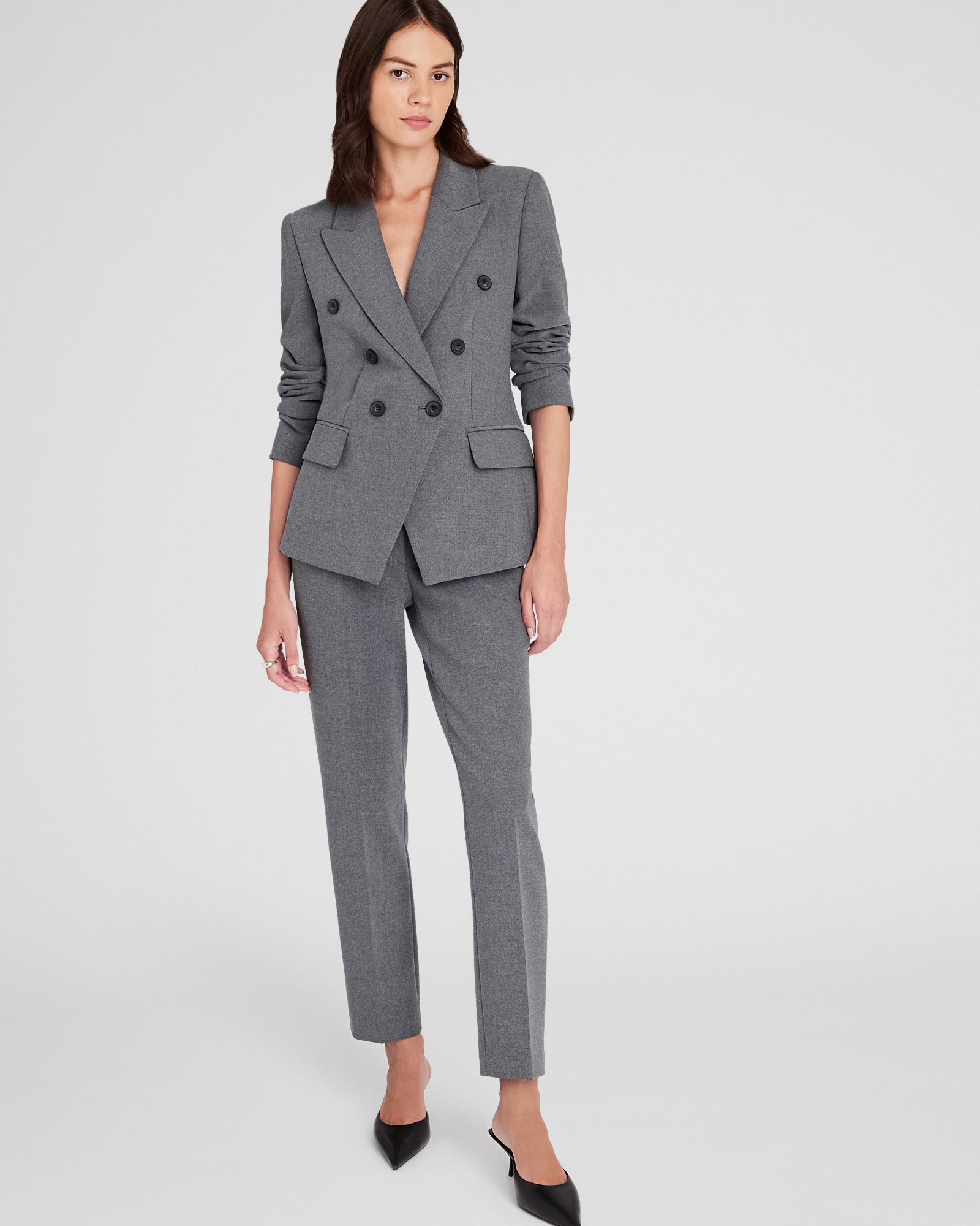 CLUB MONACO - Blazer croisé échancré - Gris Chiné