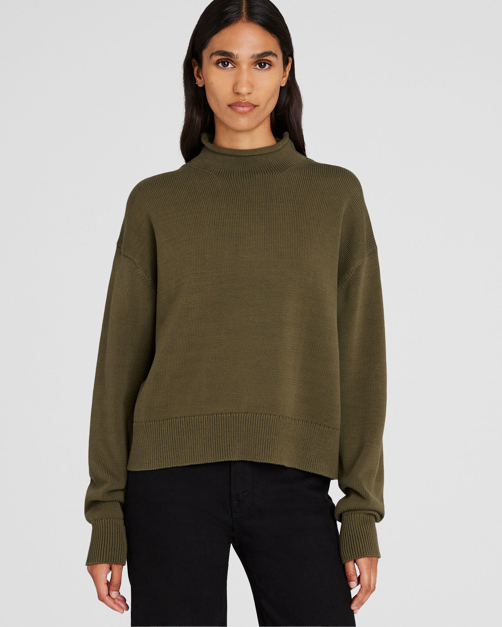 CLUB MONACO - Nautical Mockneck Sweater - Armée