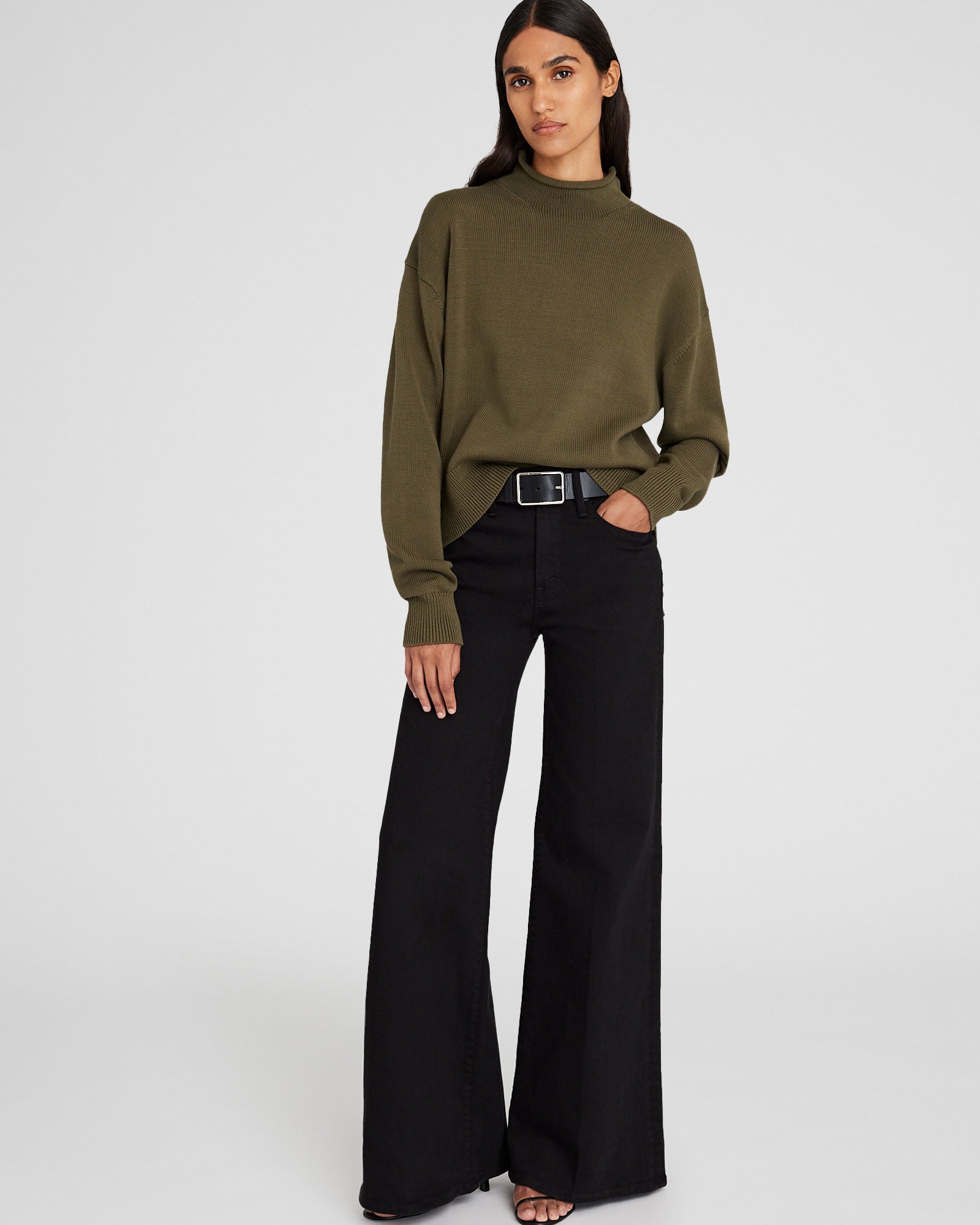 CLUB MONACO - Nautical Mockneck Sweater - Armée