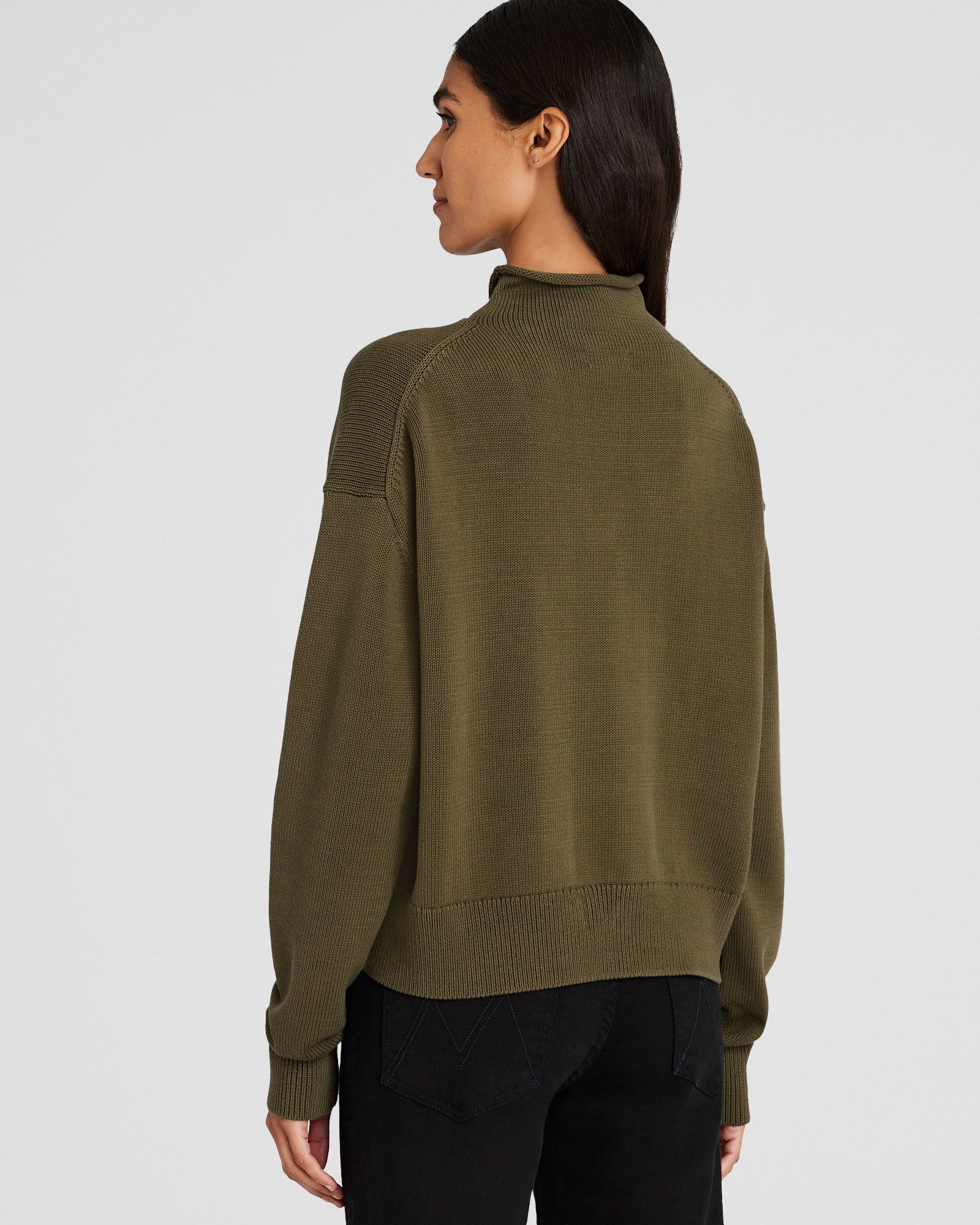 CLUB MONACO - Nautical Mockneck Sweater - Armée