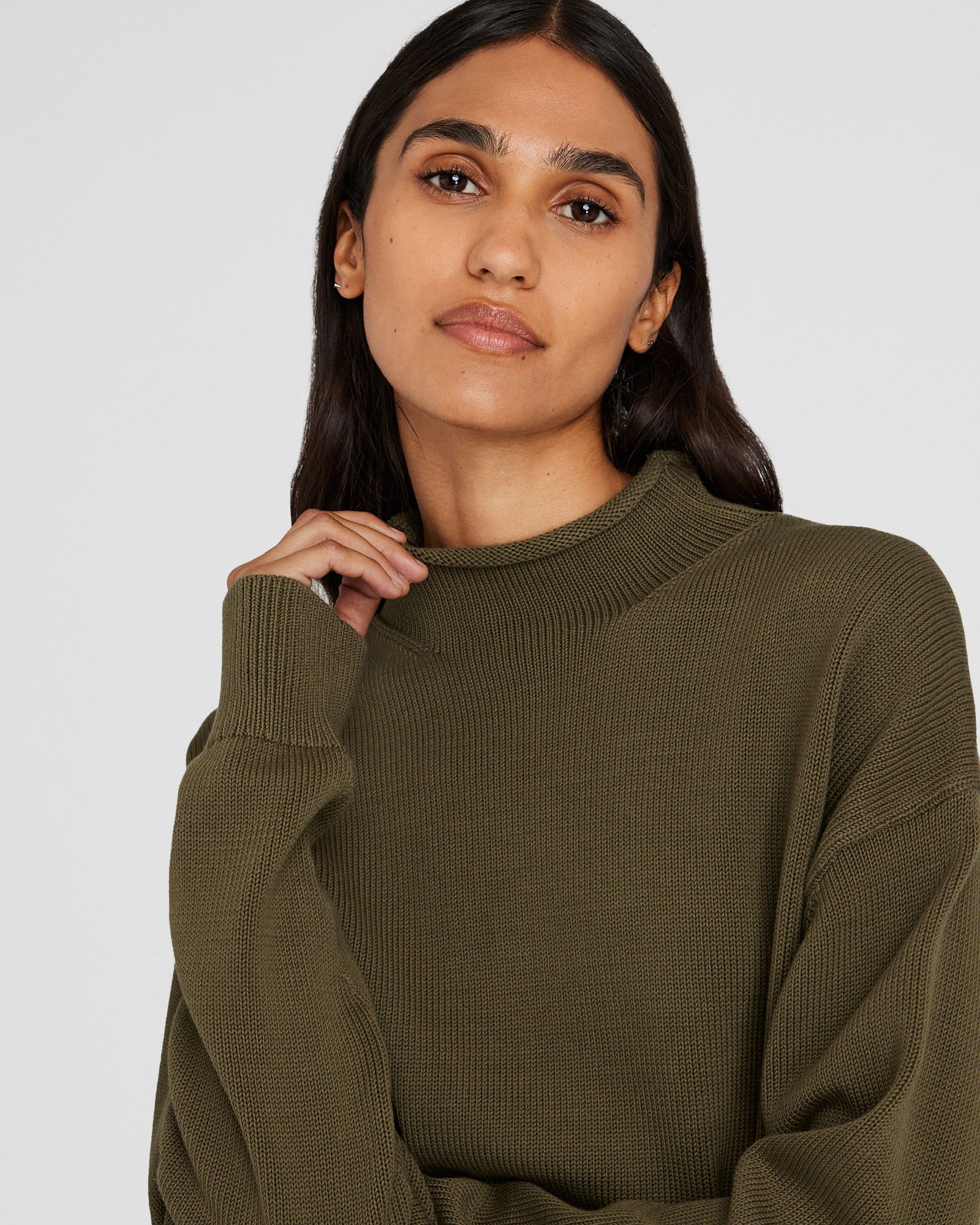 CLUB MONACO - Nautical Mockneck Sweater - Armée