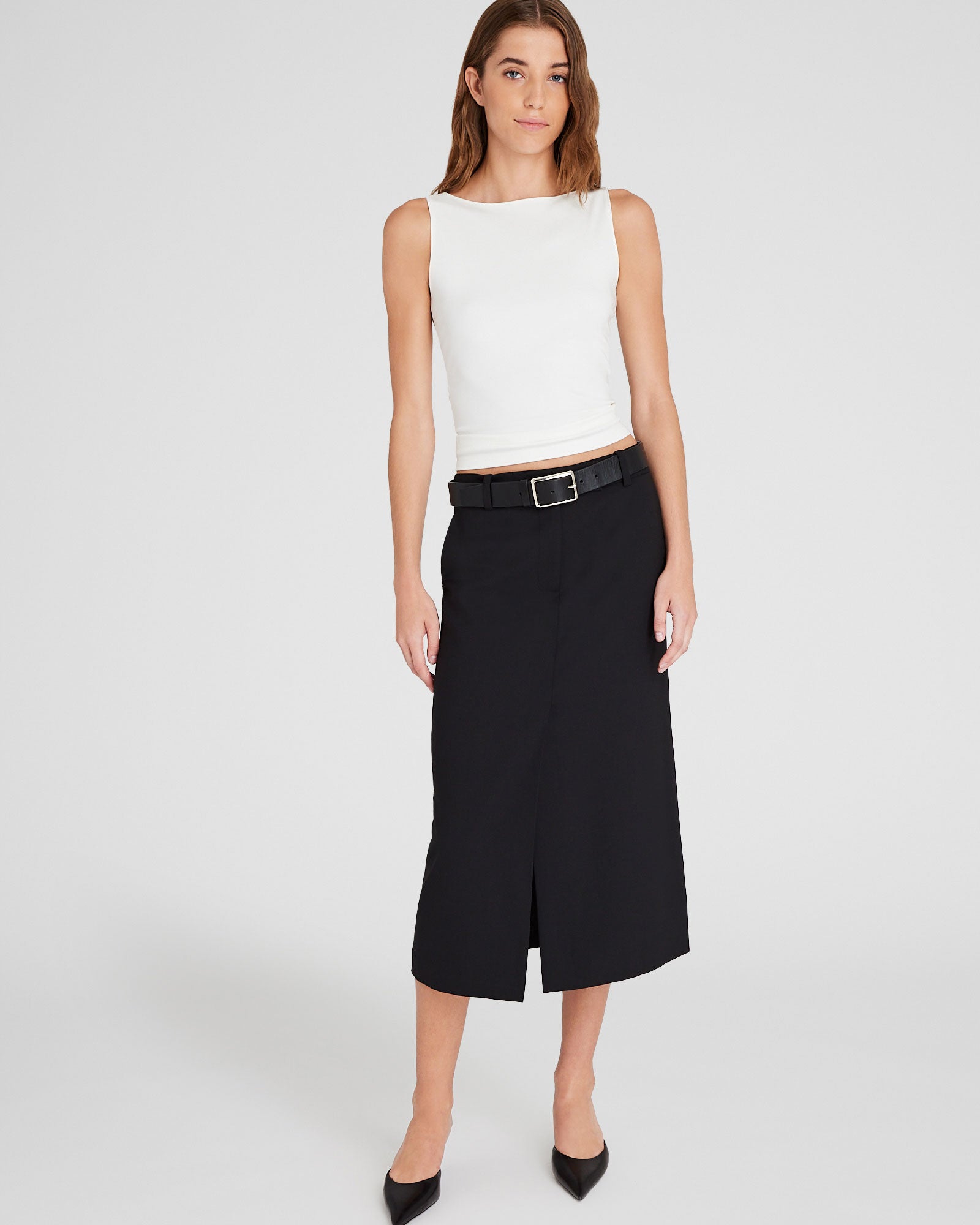 CLUB MONACO - Sleeveless Boatneck Top - White