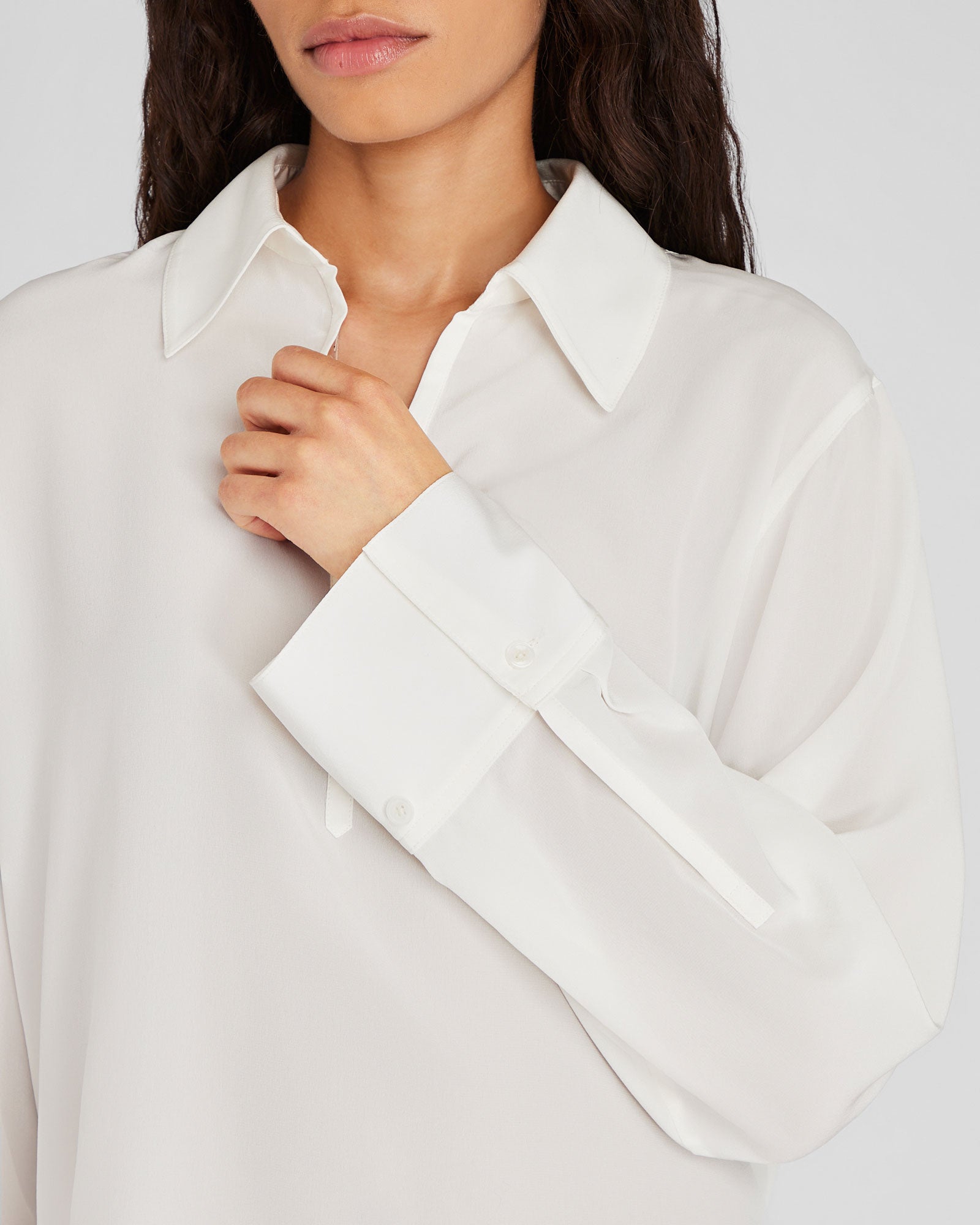 CLUB MONACO - Chemise popover en soie - Blanc