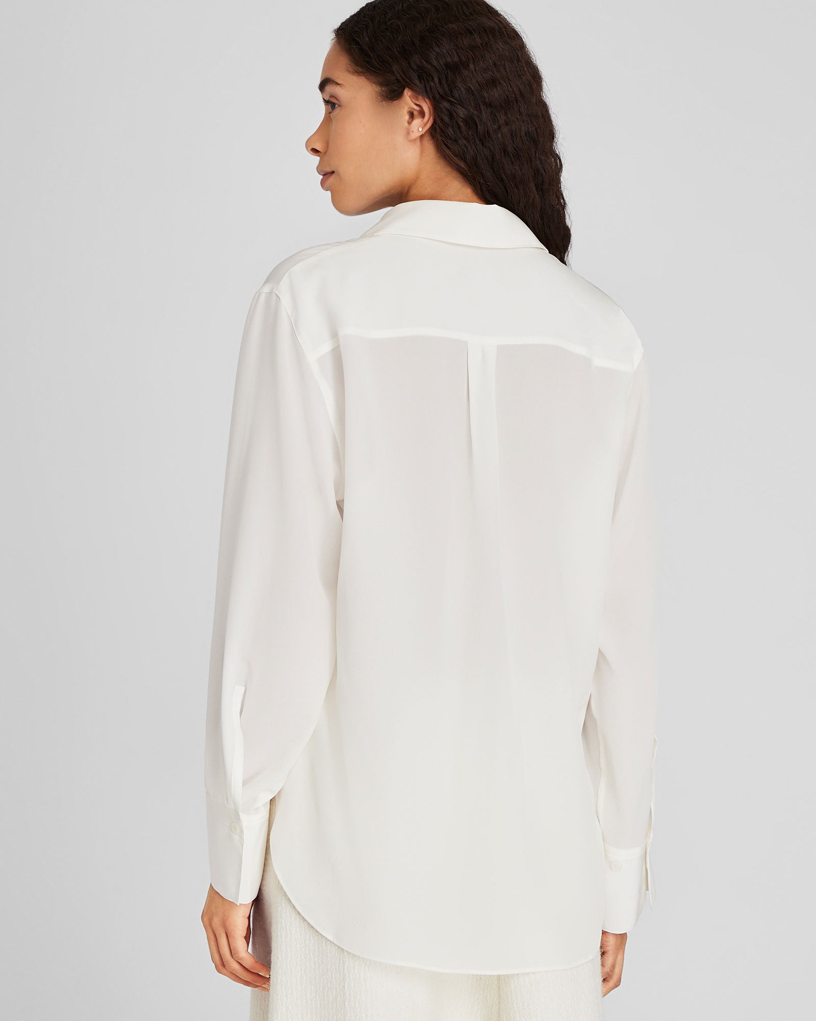 CLUB MONACO - Chemise popover en soie - Blanc