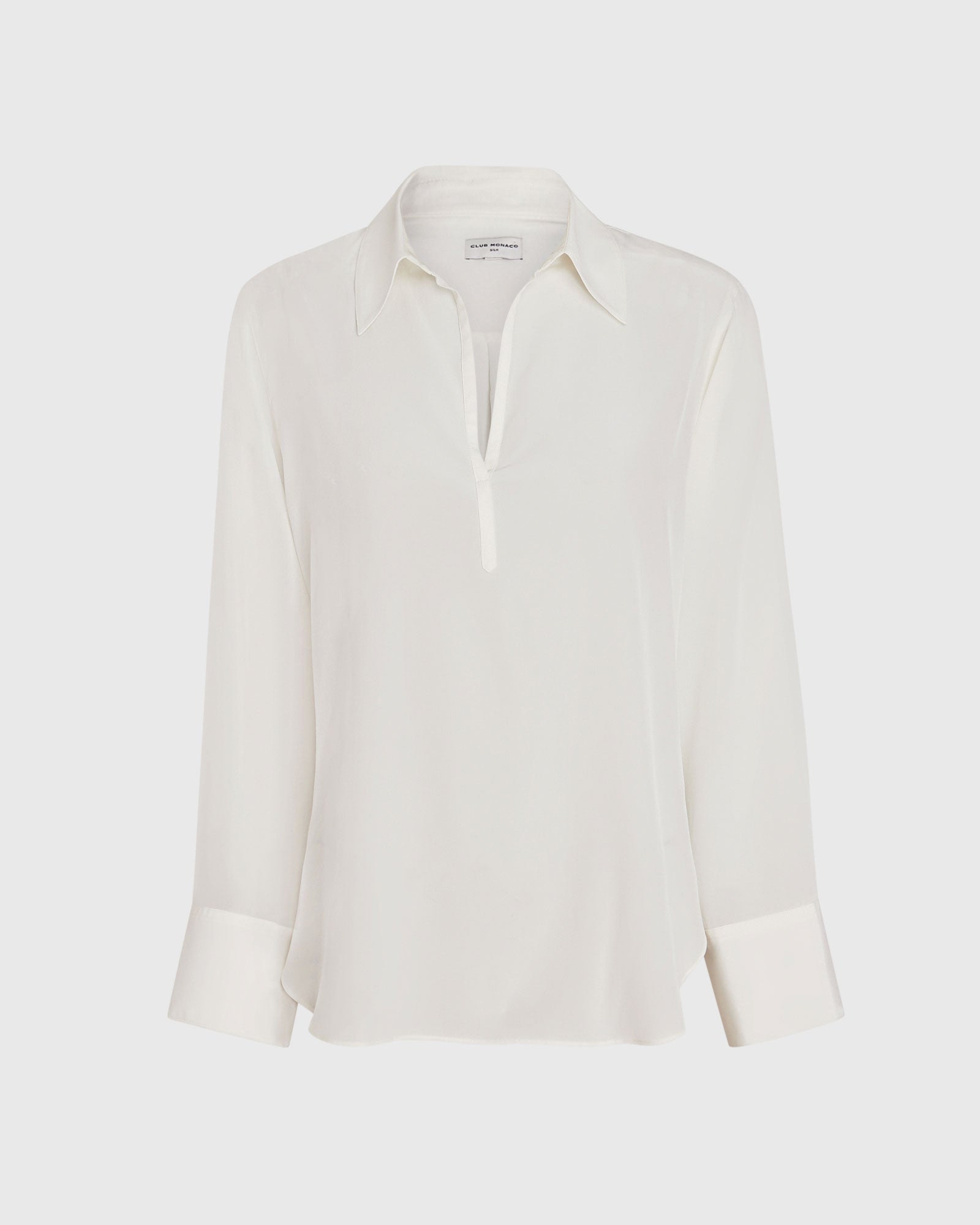 CLUB MONACO - Chemise popover en soie - Blanc