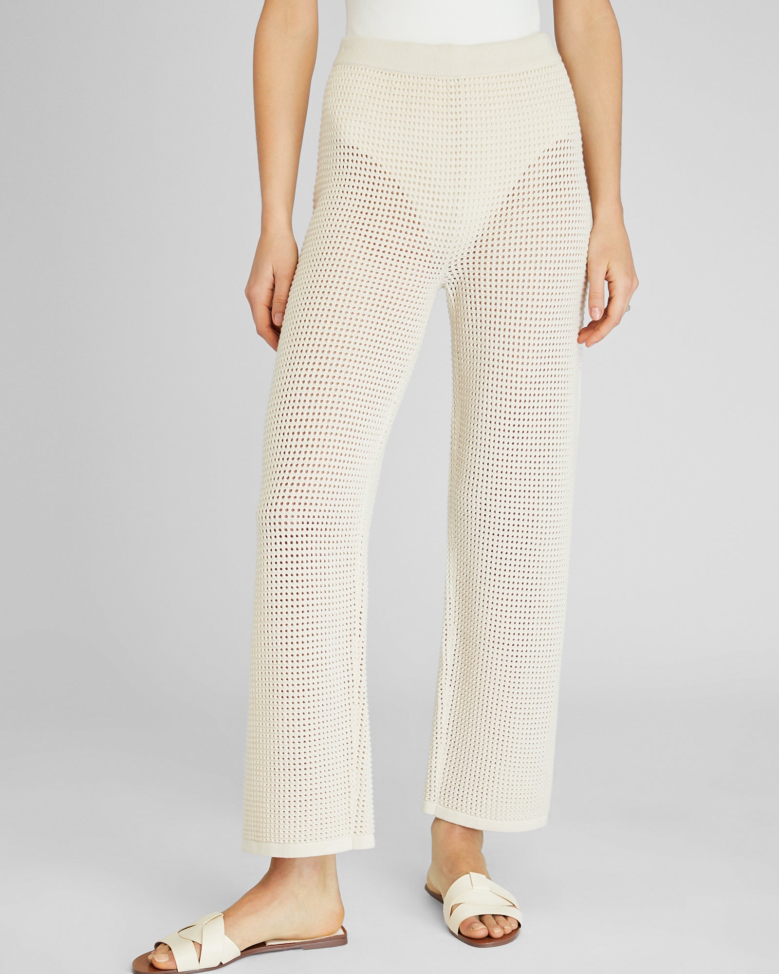 CLUB MONACO - Pantalon à maille ouverte - Ivoire