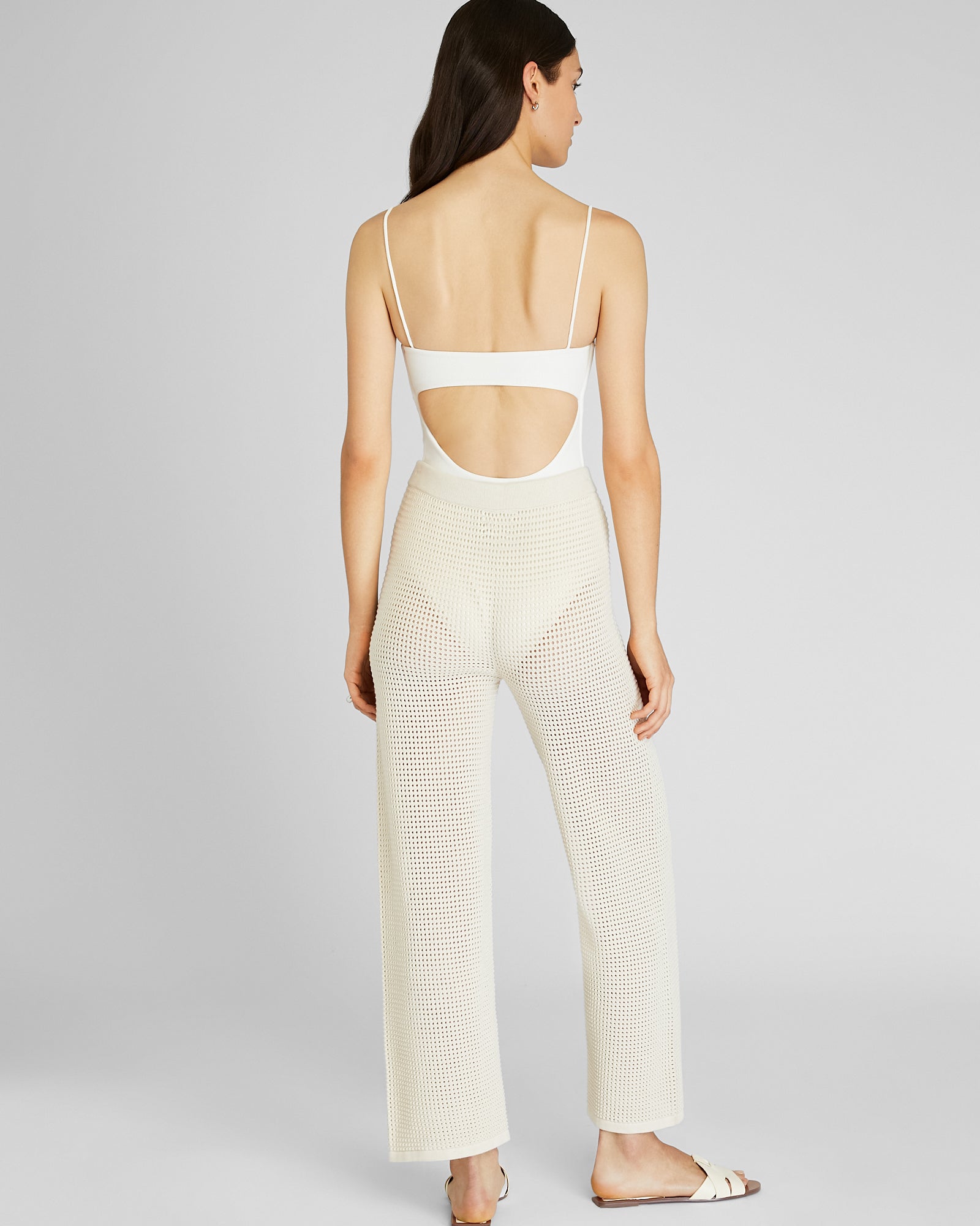 CLUB MONACO - Pantalon à maille ouverte - Ivoire