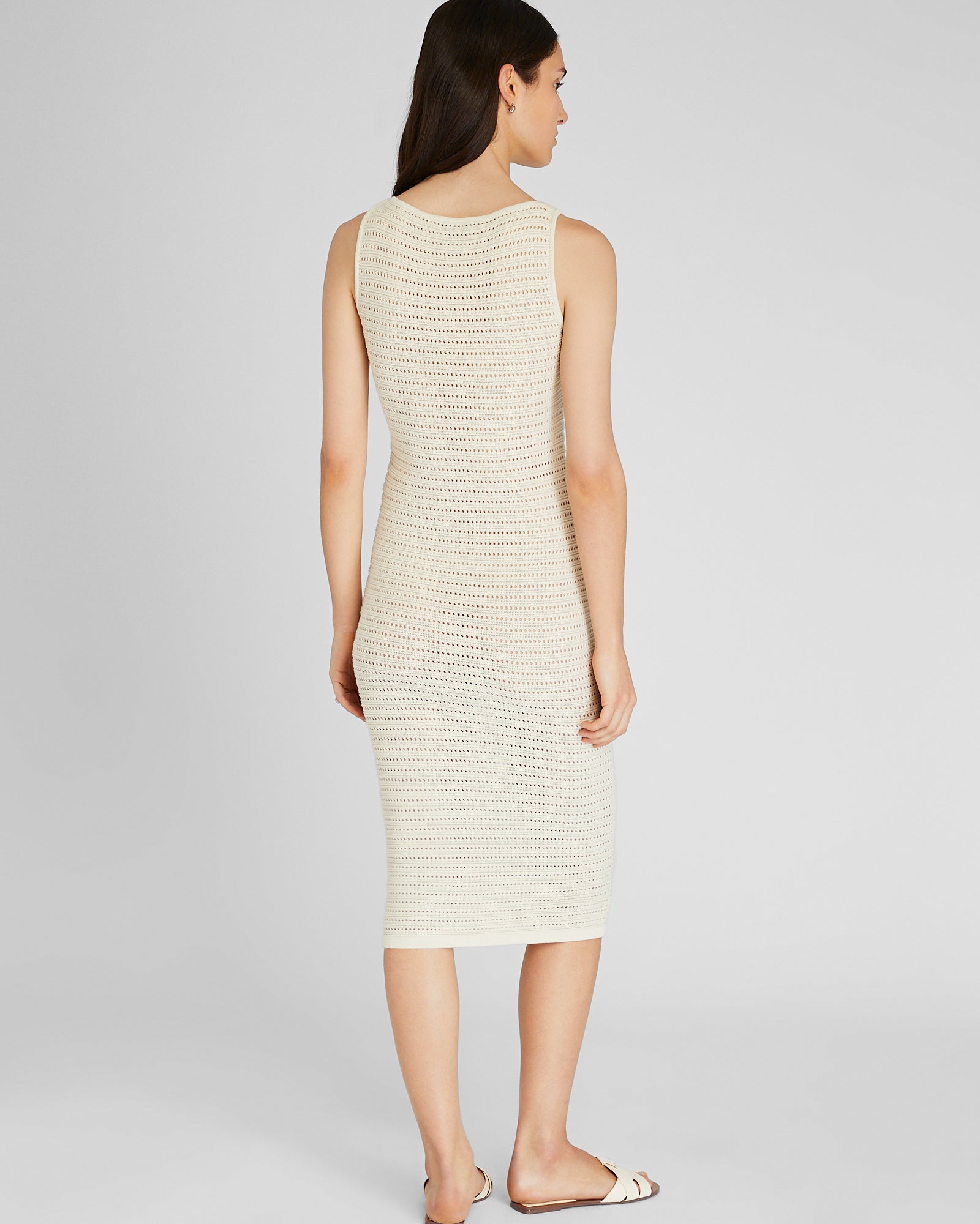 CLUB MONACO - Open Stitch Boatneck Midi Sweater Dress - Ivory