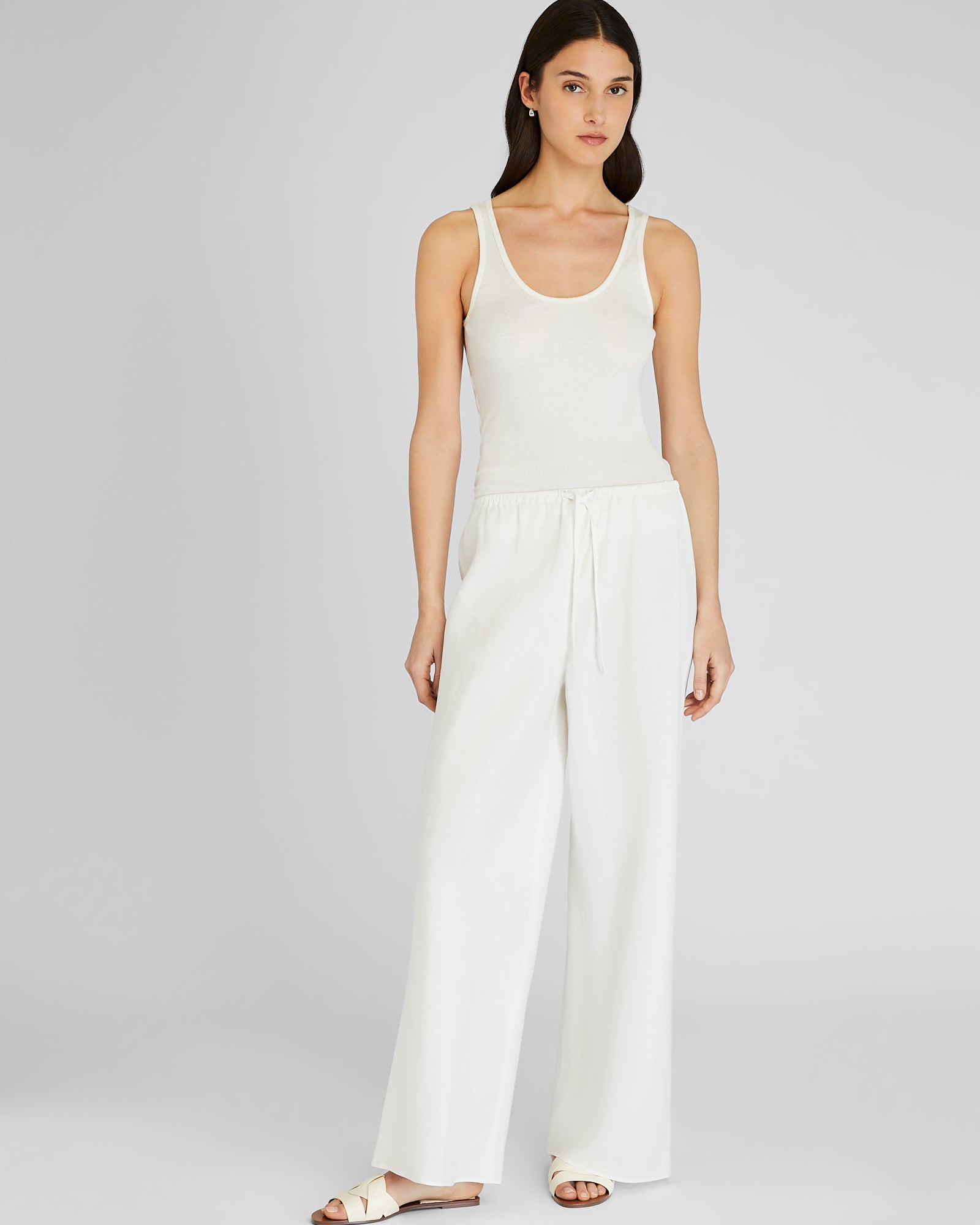 CLUB MONACO - Bias Cut Linen Pant - White