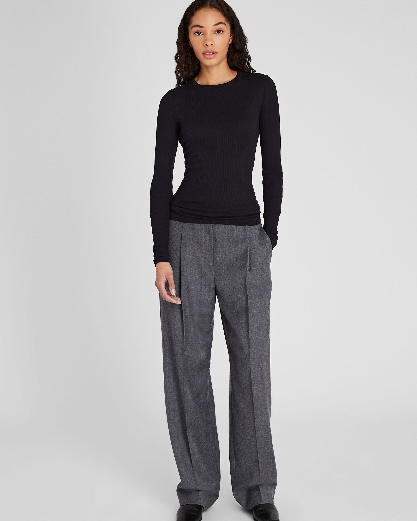 CLUB MONACO - Ribbed Cotton Long-Sleeve Tee - Black