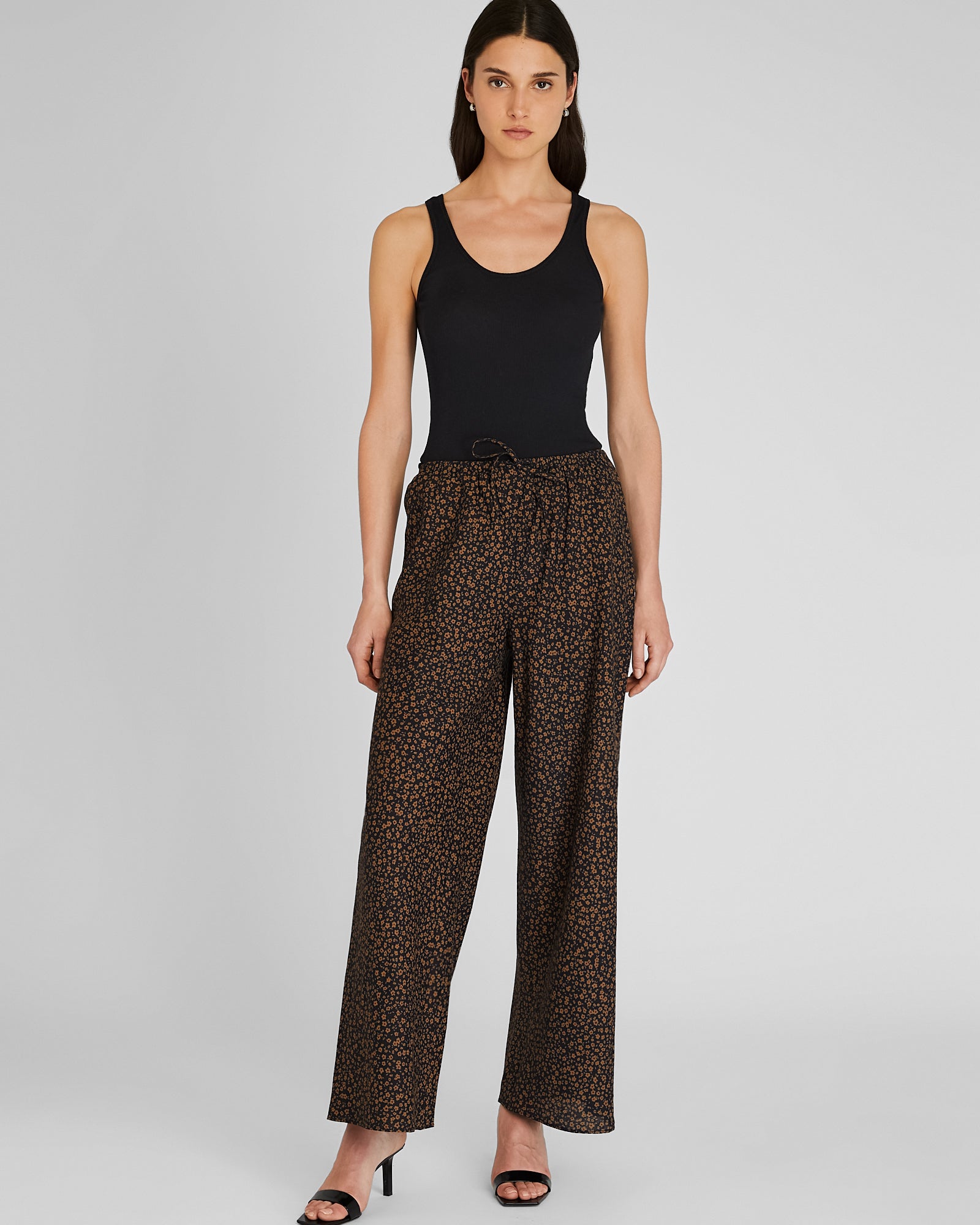 CLUB MONACO - Bias Cut Linen Pant - Brown Print