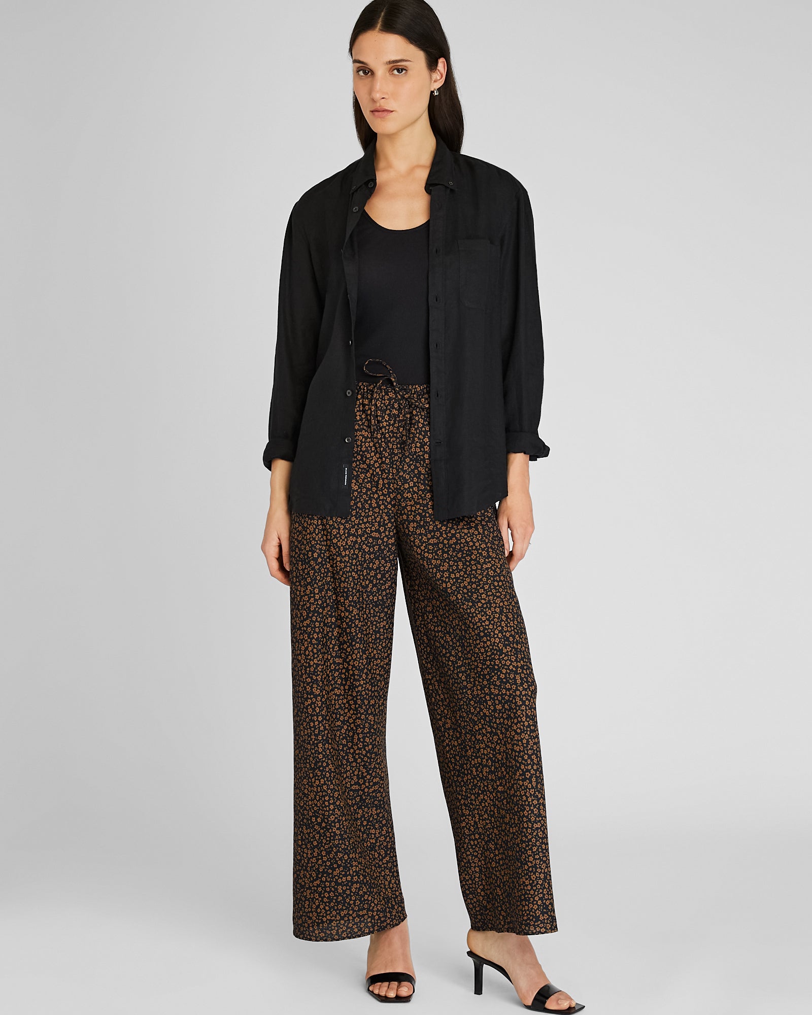 CLUB MONACO - Bias Cut Linen Pant - Brown Print