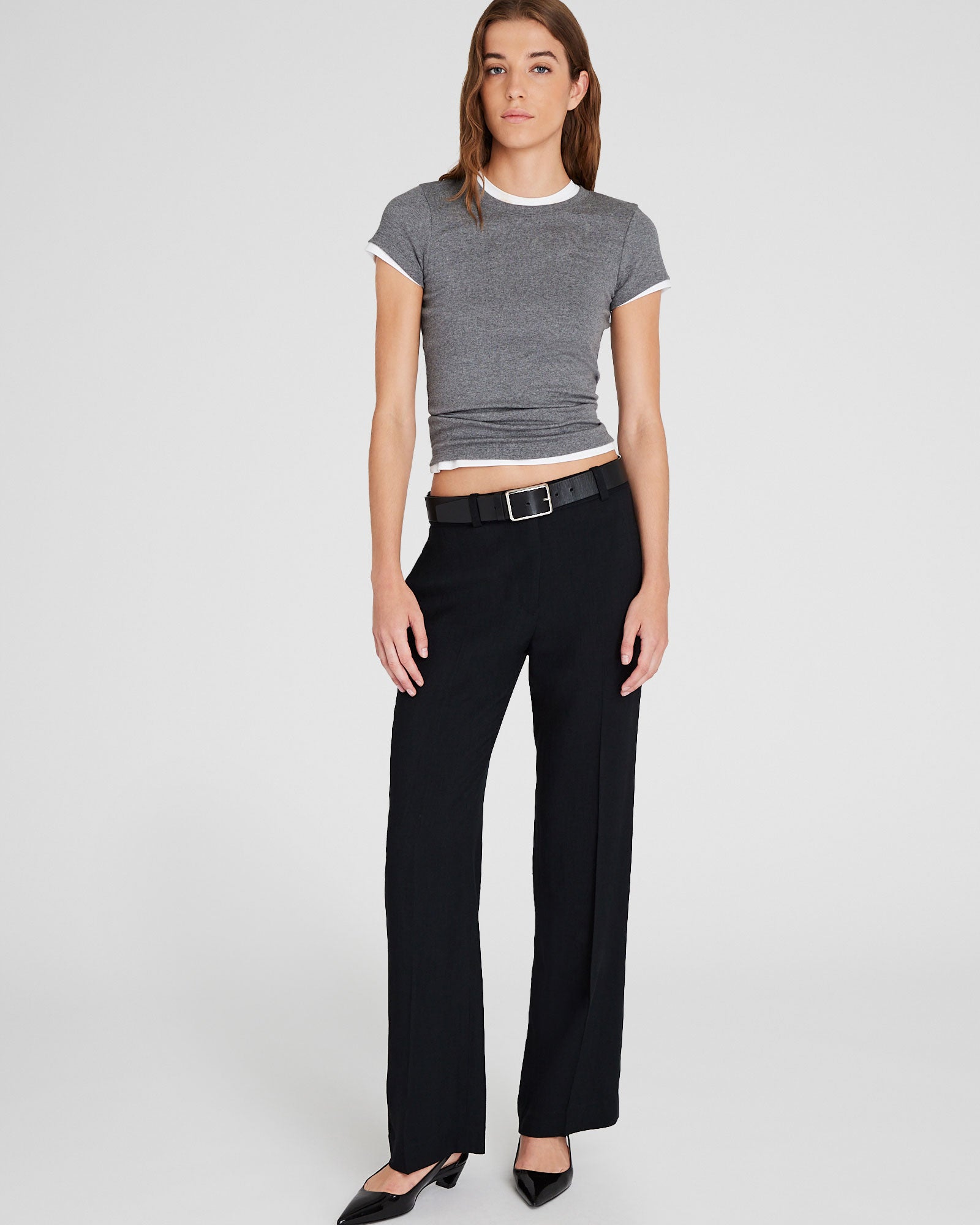 CLUB MONACO - Pima Bowee Tee - Medium Heather Grey