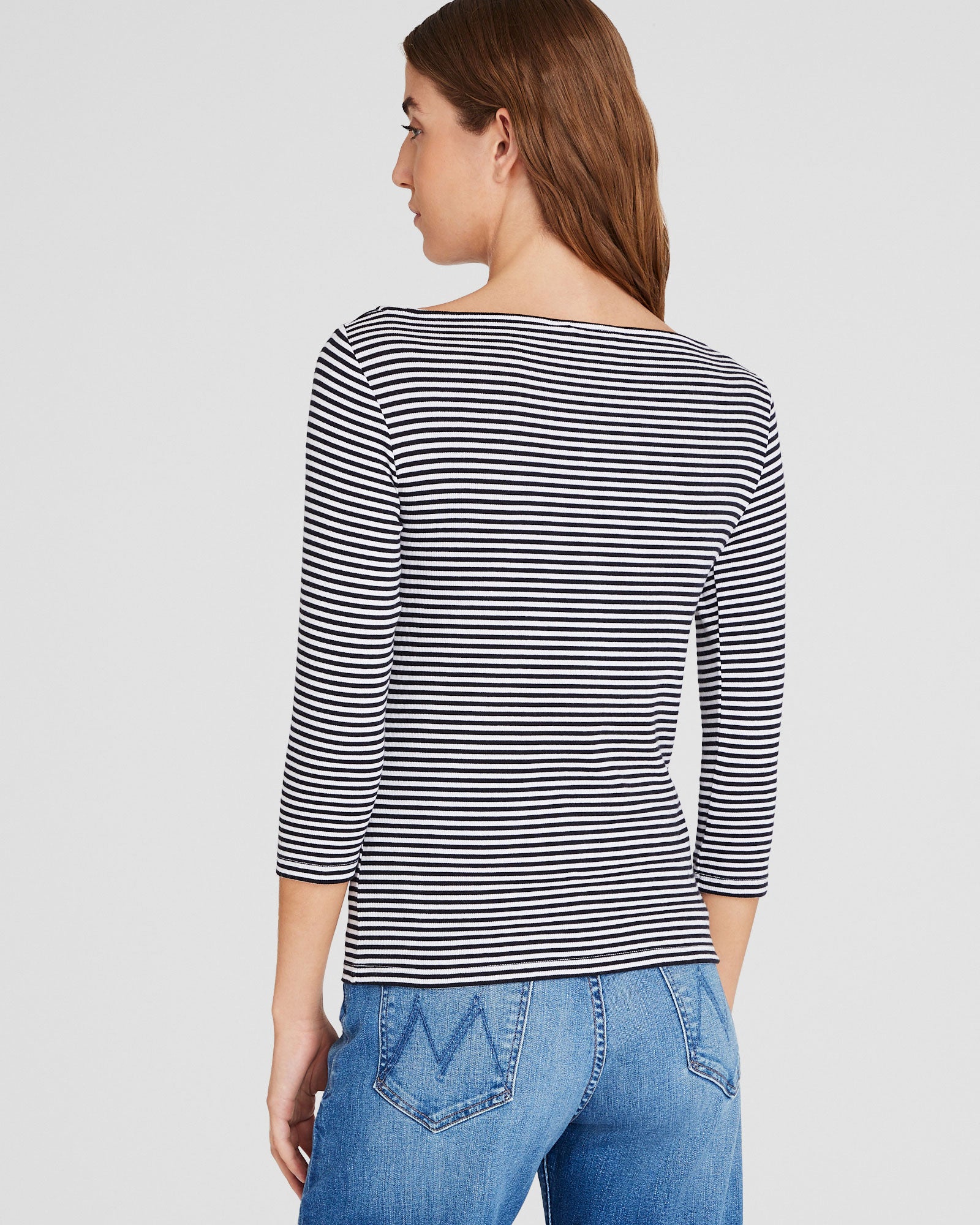 CLUB MONACO - Bowee Striped Boatneck Tee - White Base Stripe