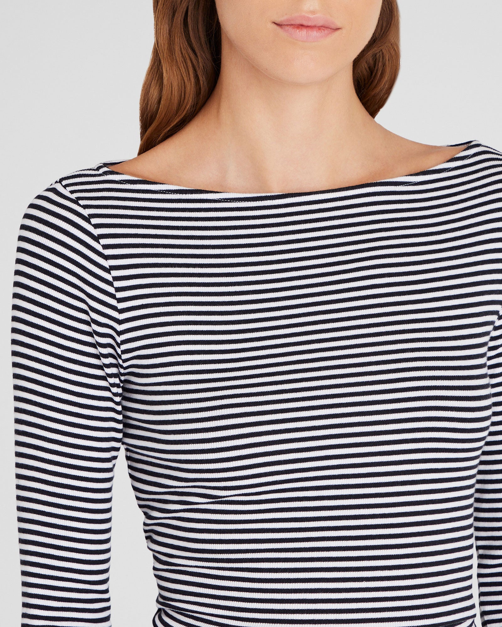 CLUB MONACO - Bowee Striped Boatneck Tee - White Base Stripe