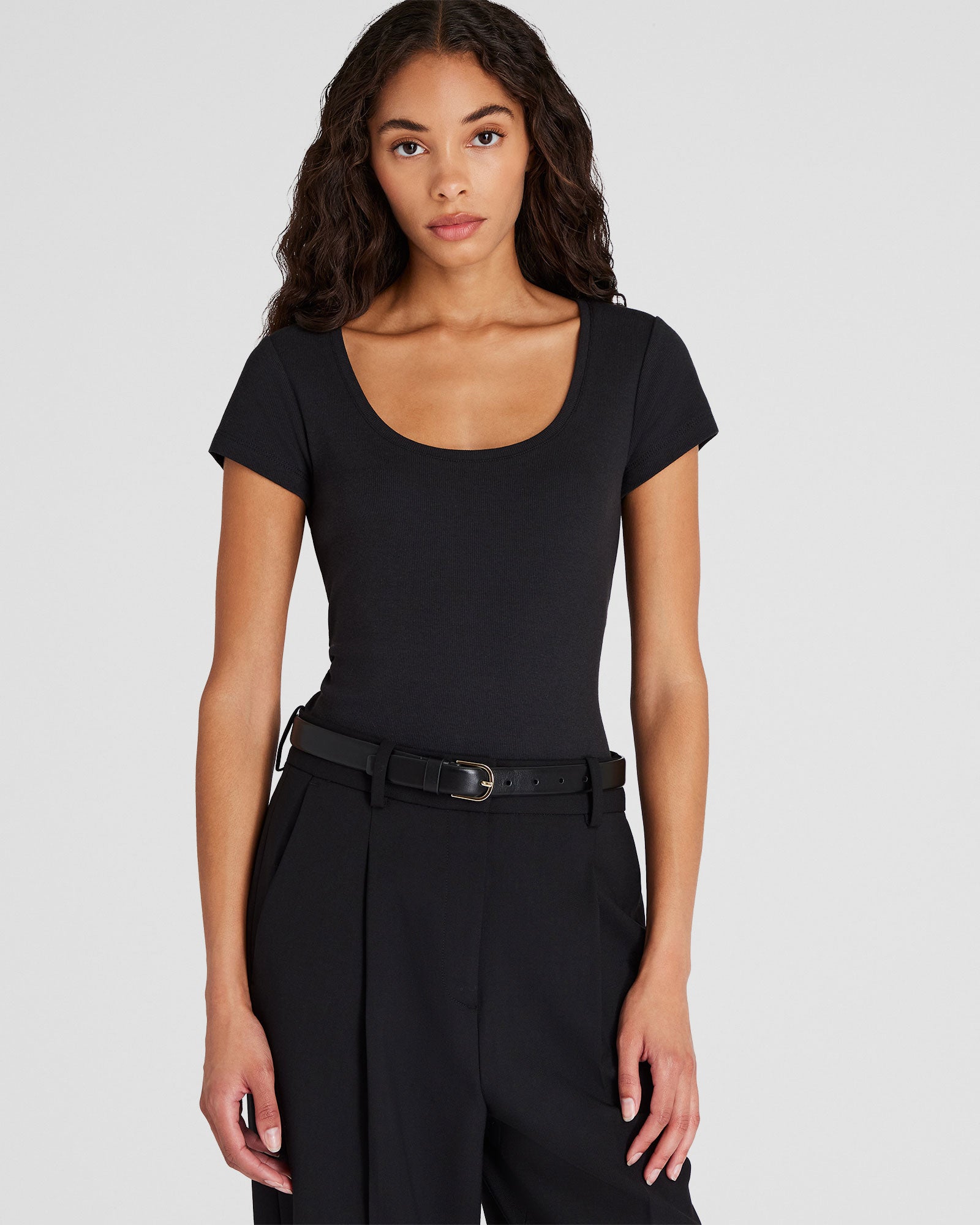 CLUB MONACO - Bowee Scoop Neck Tee - Black
