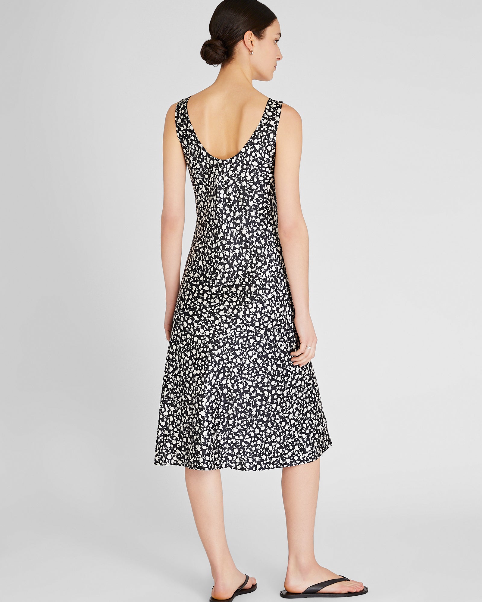 CLUB MONACO - Printed Scoop Neck Midi Slip Dress - Black