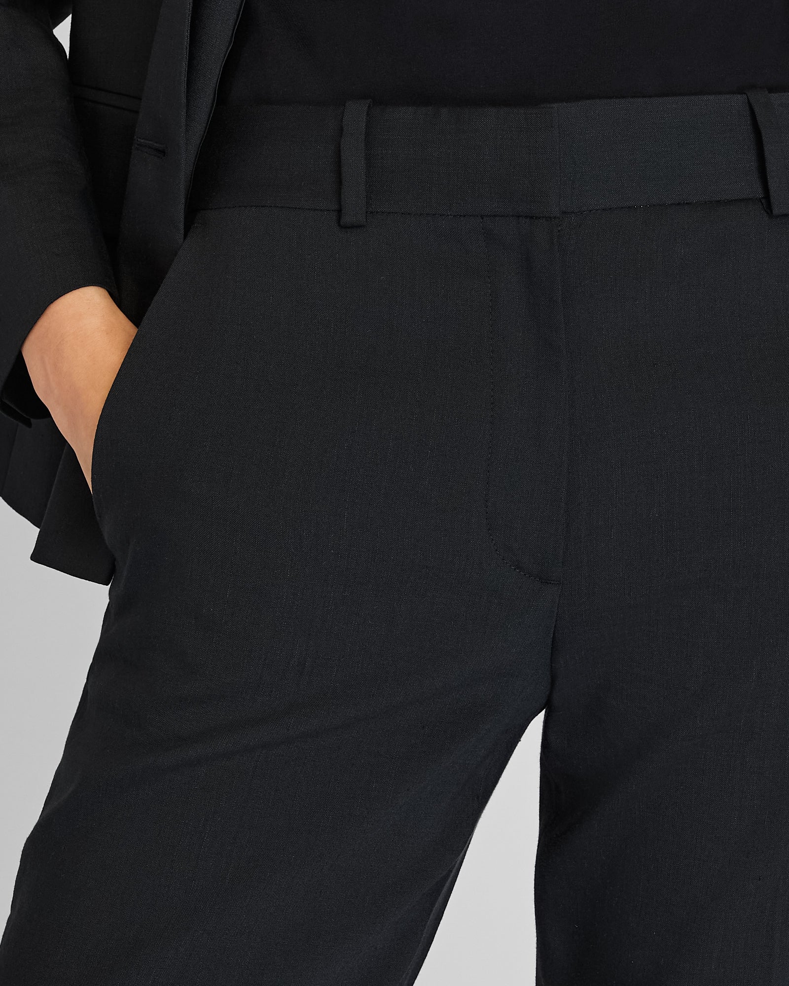 CLUB MONACO - Straight Fit Linen Trouser - Black